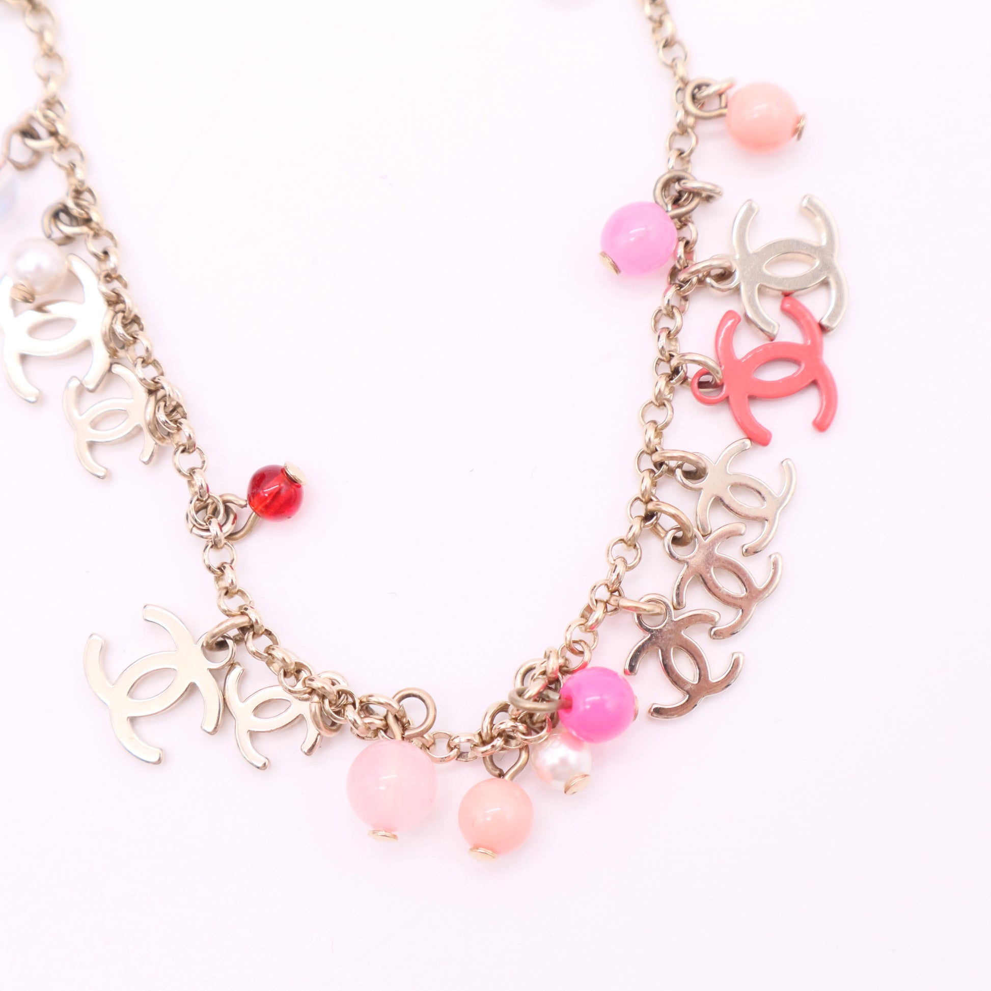 Pendant Necklace Metal and Rhinestone Twins