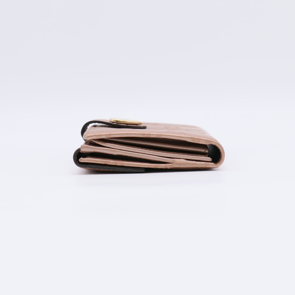 Metallic Rose Gold Guccissima Leather Flap Continental Wallet W22434