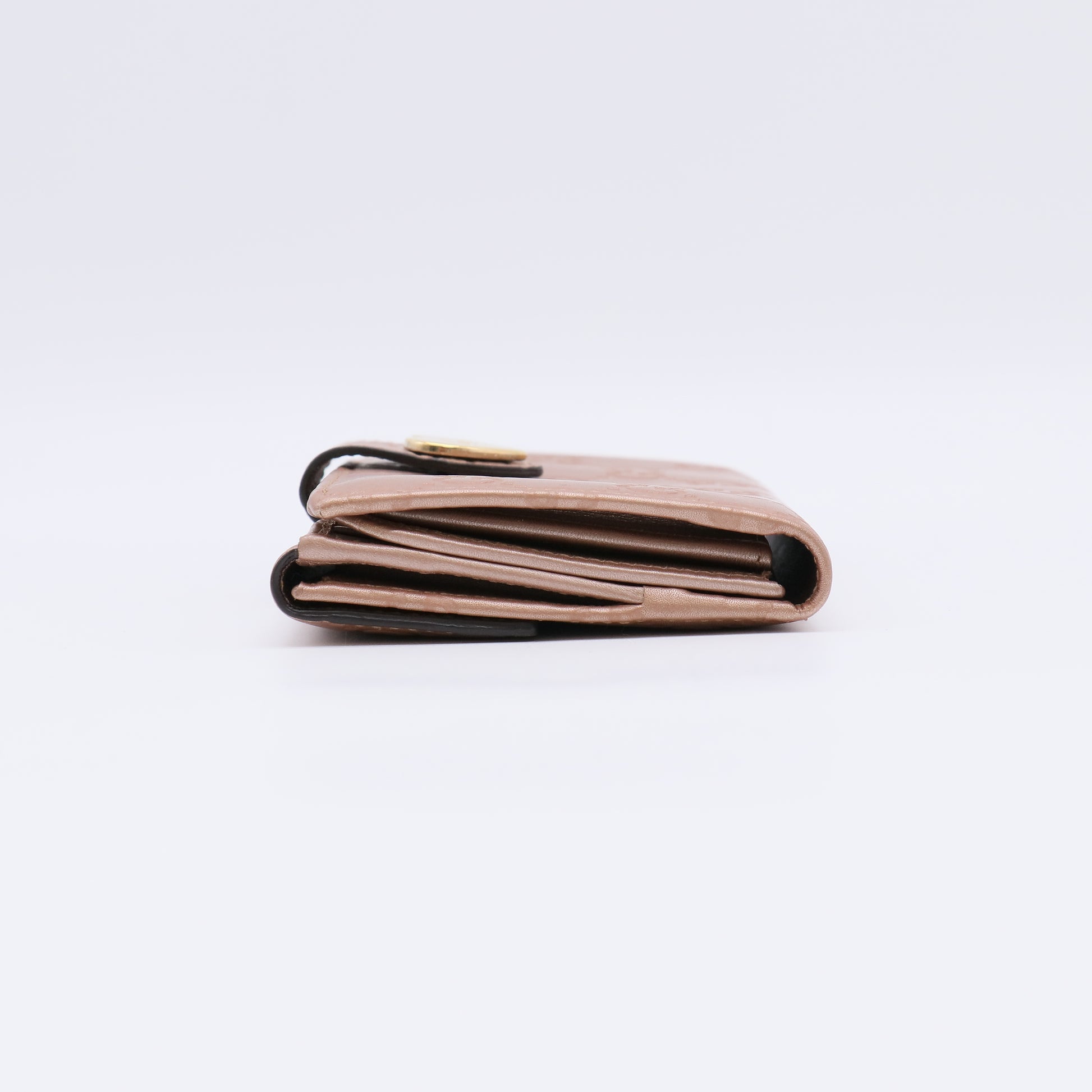 Metallic Rose Gold Guccissima Leather Flap Continental Wallet W22434