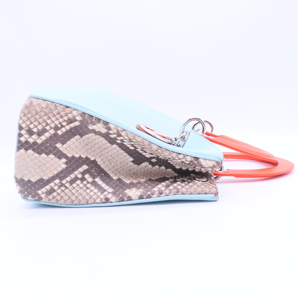 Lady D Dior' Bag in Blue Sky Leather and Gray Python