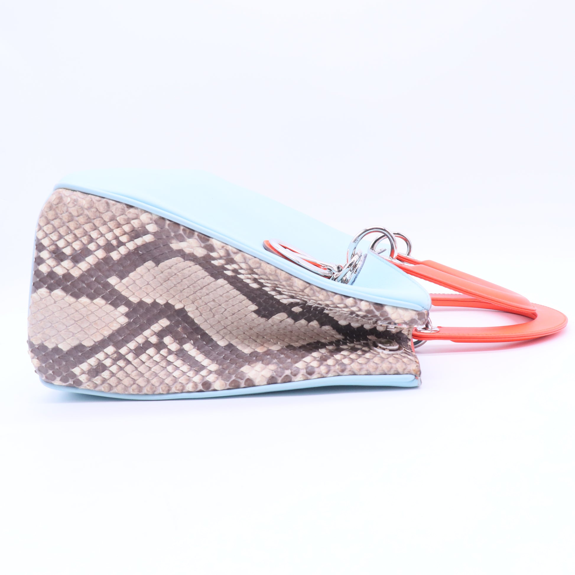 Lady D Dior' Bag in Blue Sky Leather and Gray Python