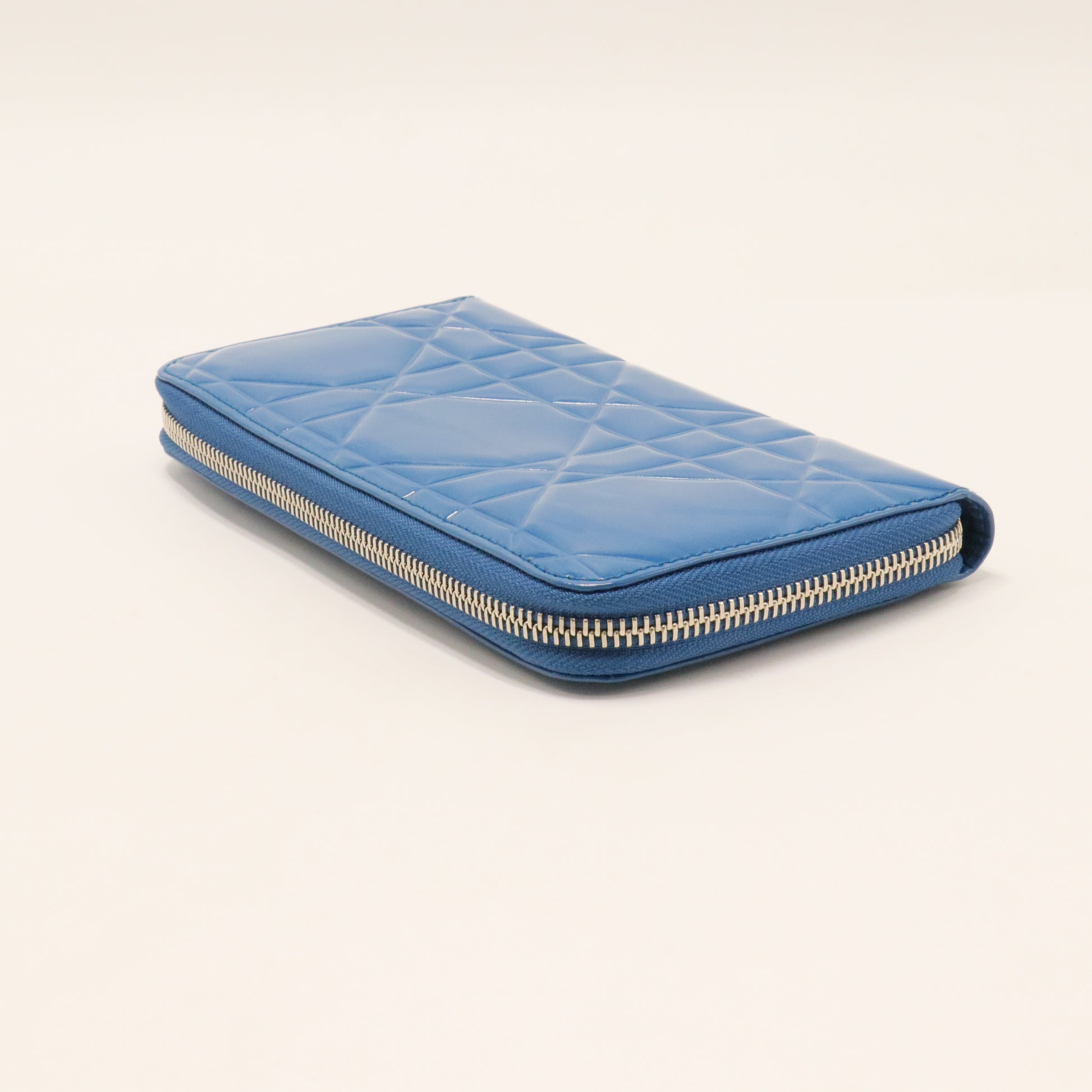 Lady Dior Zip Around Wallet Cannage Quilt Patent Long