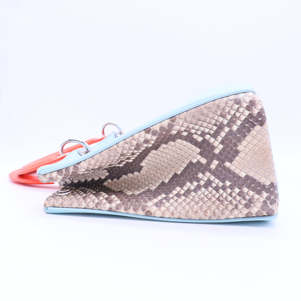 Lady D Dior' Bag in Blue Sky Leather and Gray Python