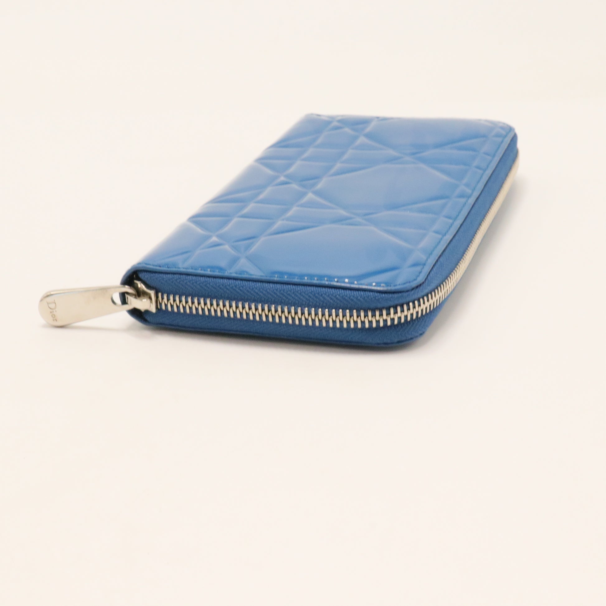 Lady Dior Zip Around Wallet Cannage Quilt Patent Long