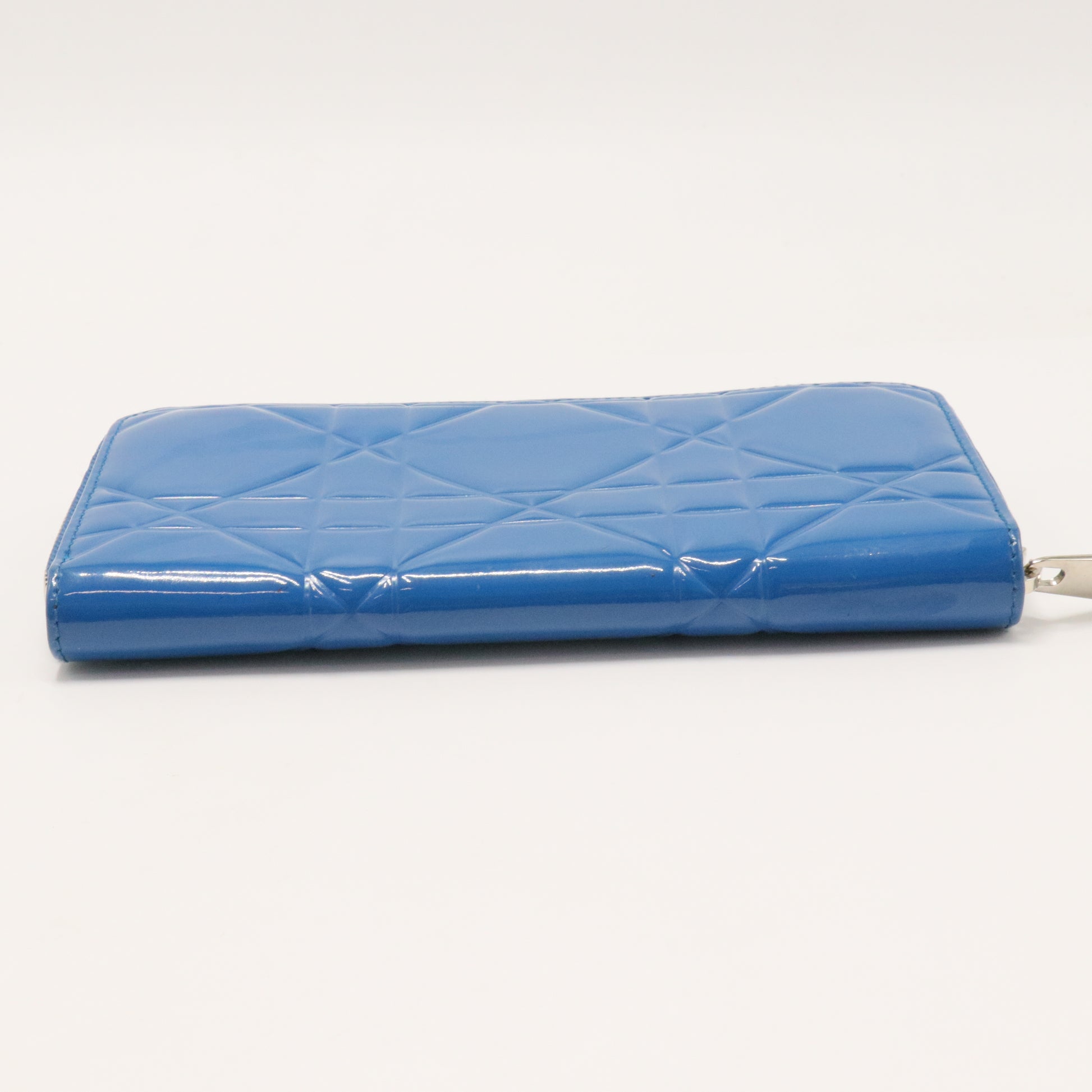 Lady Dior Zip Around Wallet Cannage Quilt Patent Long