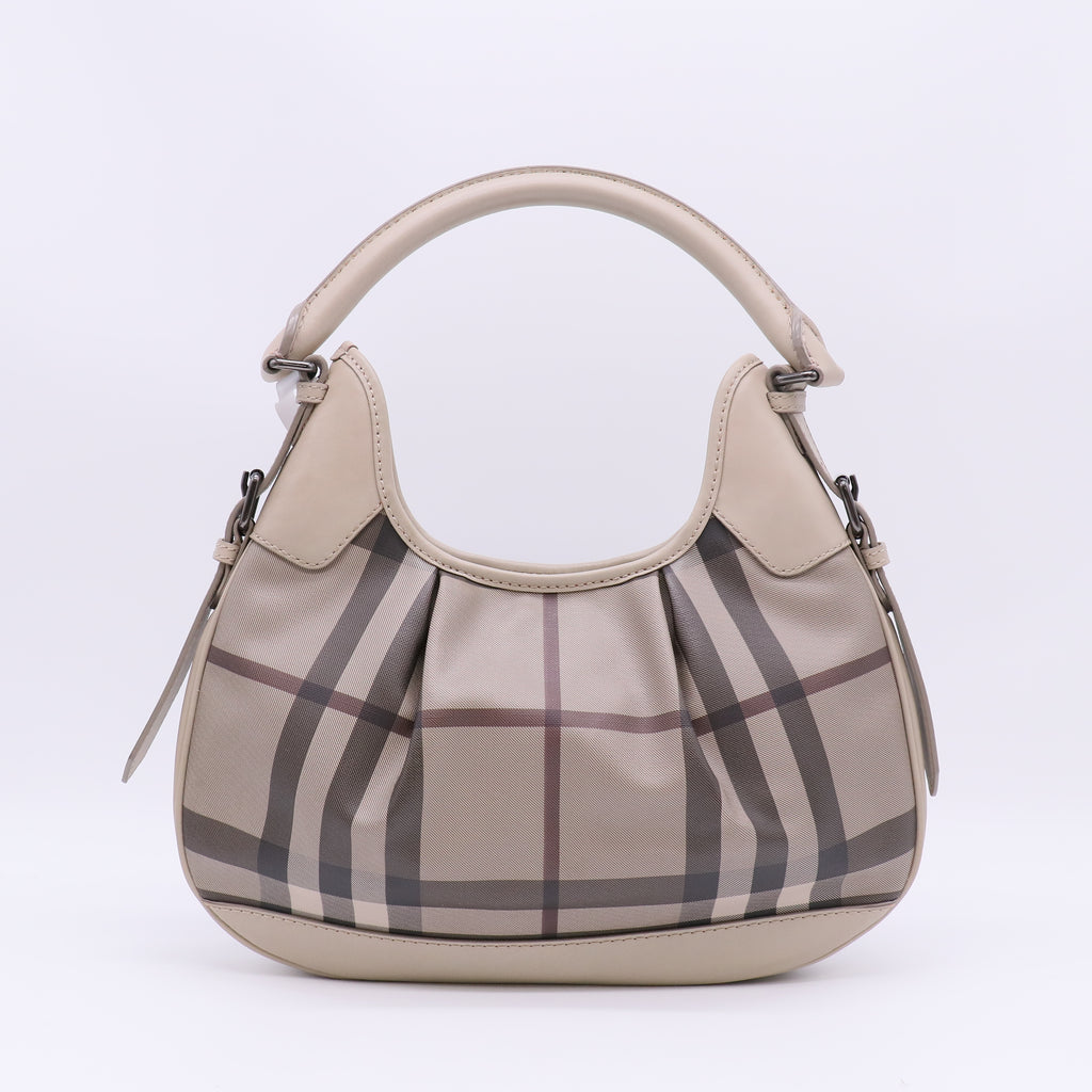 Burberry Smoked Check Coated Canvas Small Brooklyn Hobo Bag B23918