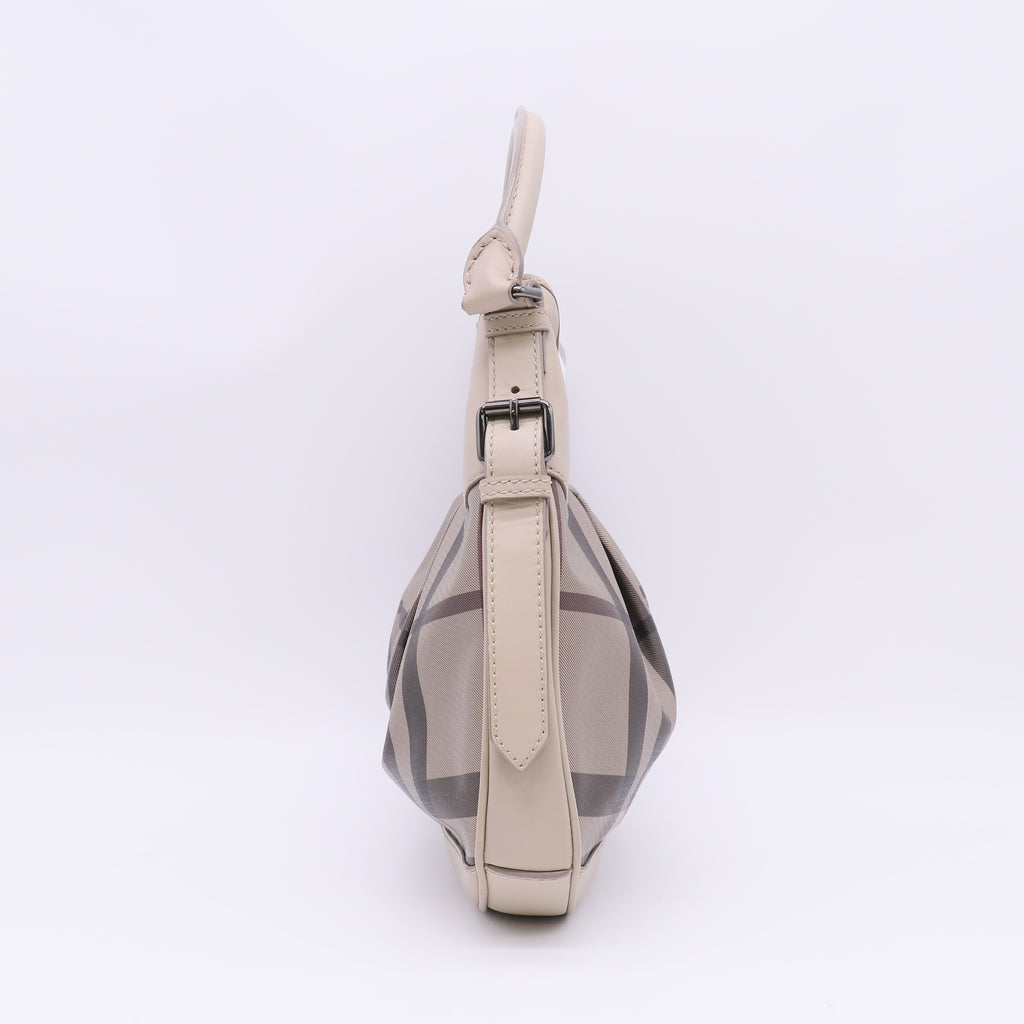 Burberry Smoked Check Coated Canvas Small Brooklyn Hobo Bag B23918