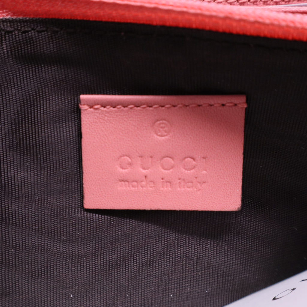 GG Supreme Monogram Embroidered Face Zip Around Wallet Pink W20754