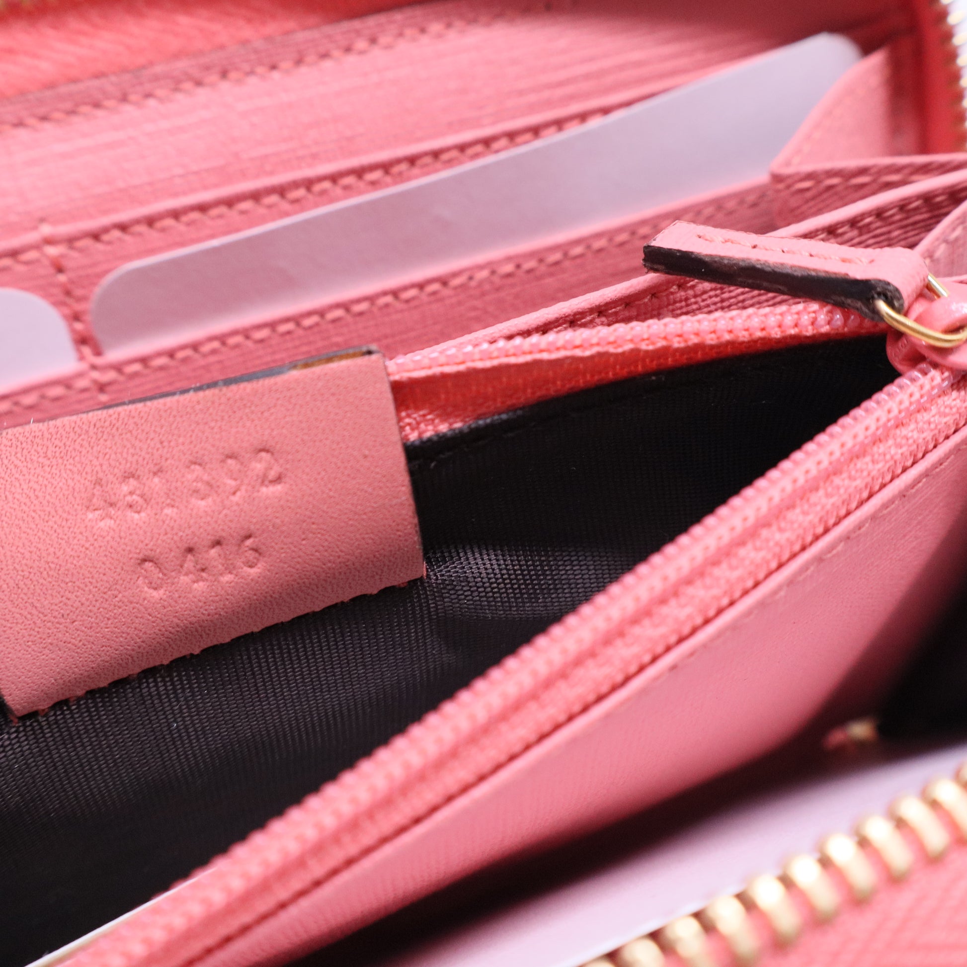 GG Supreme Monogram Embroidered Face Zip Around Wallet Pink W20754