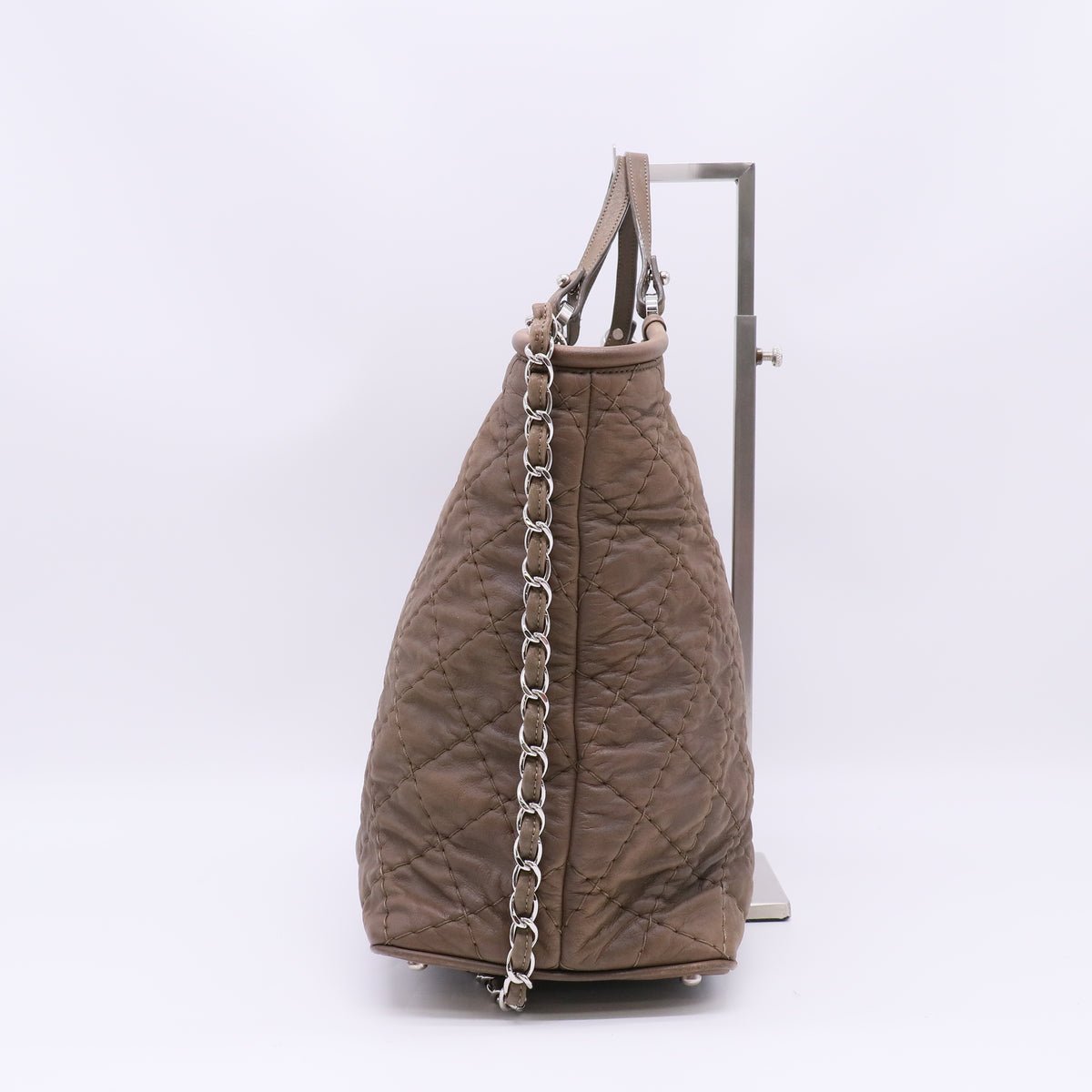 Chanel Taupe Quilted Iridescent Calfskin Leather Tote Bag B22976