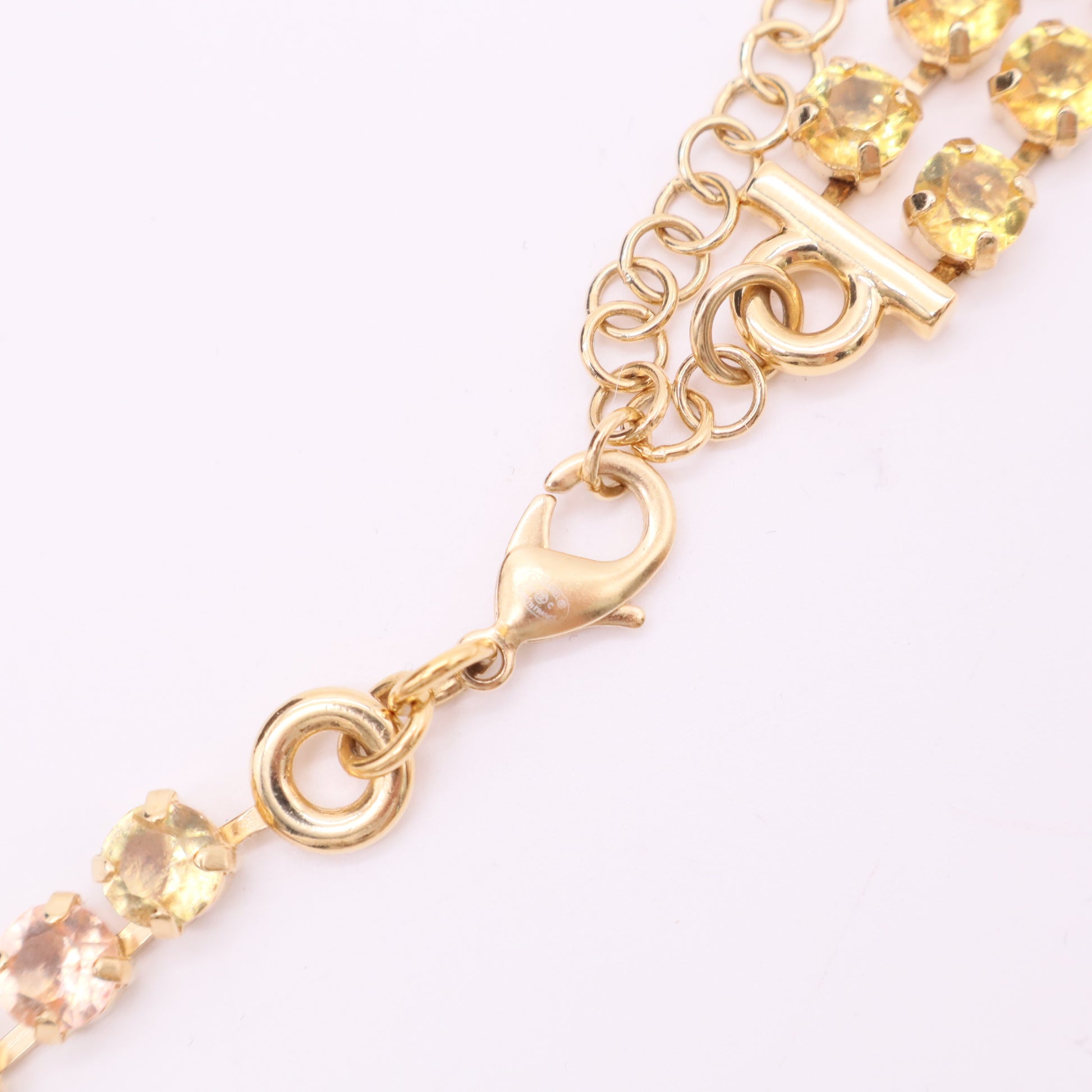 Crystal CC Long Necklace Gold Multicolorn Twins