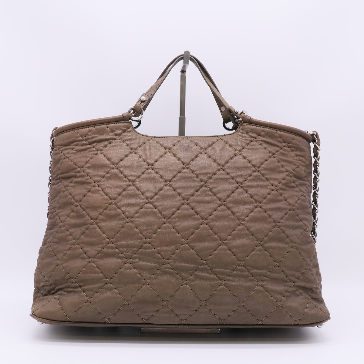 Chanel Taupe Quilted Iridescent Calfskin Leather Tote Bag B22976