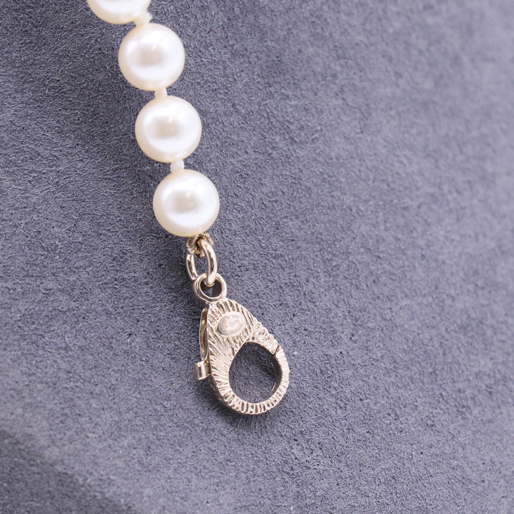 CC Pendant Short Necklace Faux Pearls and Metal with Crystals twins