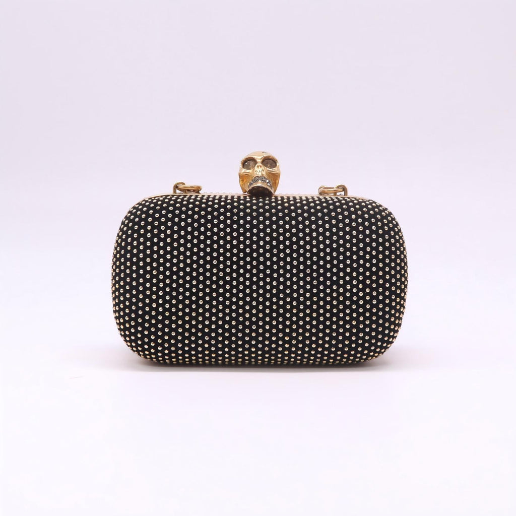 Alexander McQueen Studded Suede Skull Box Clutch W22517