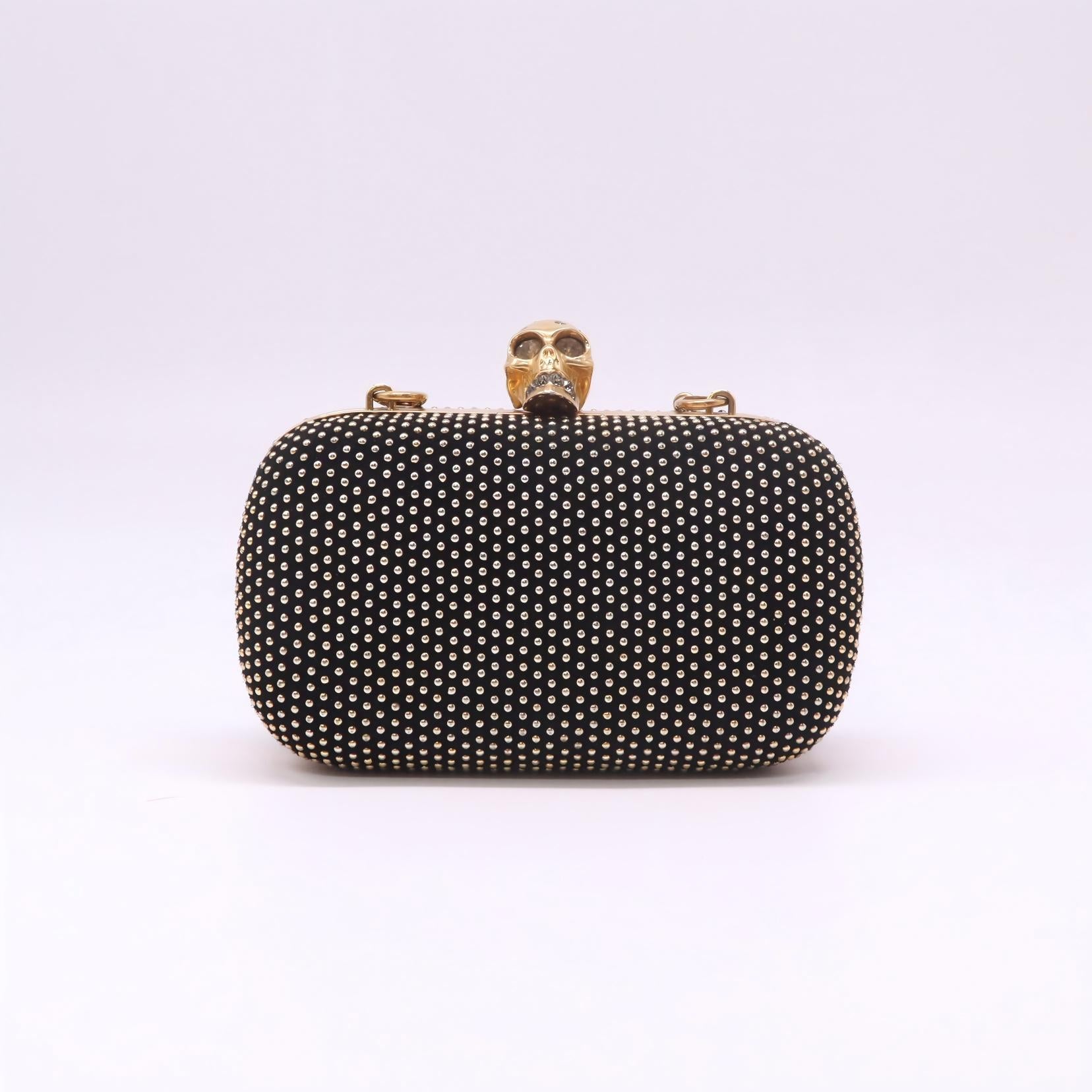 Alexander McQueen Studded Suede Skull Box Clutch W22517