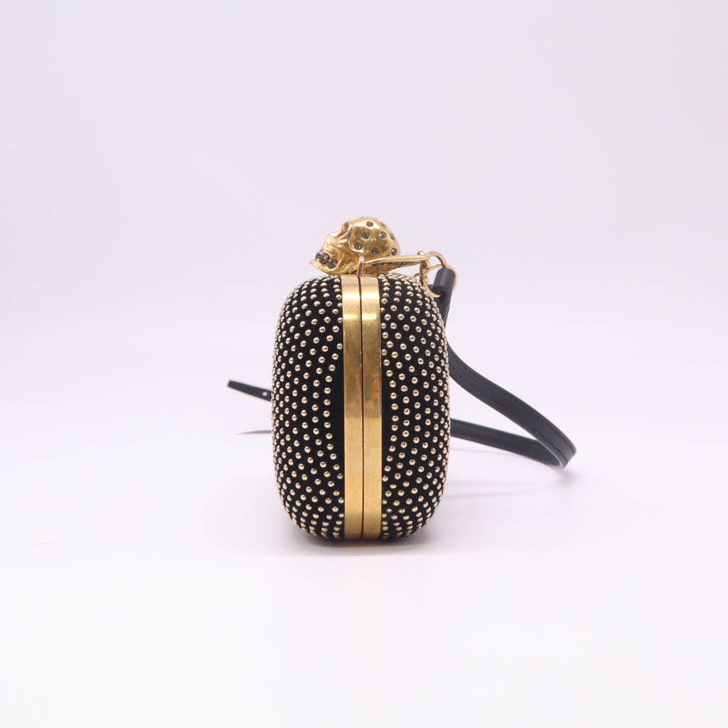 Alexander McQueen Studded Suede Skull Box Clutch W22517