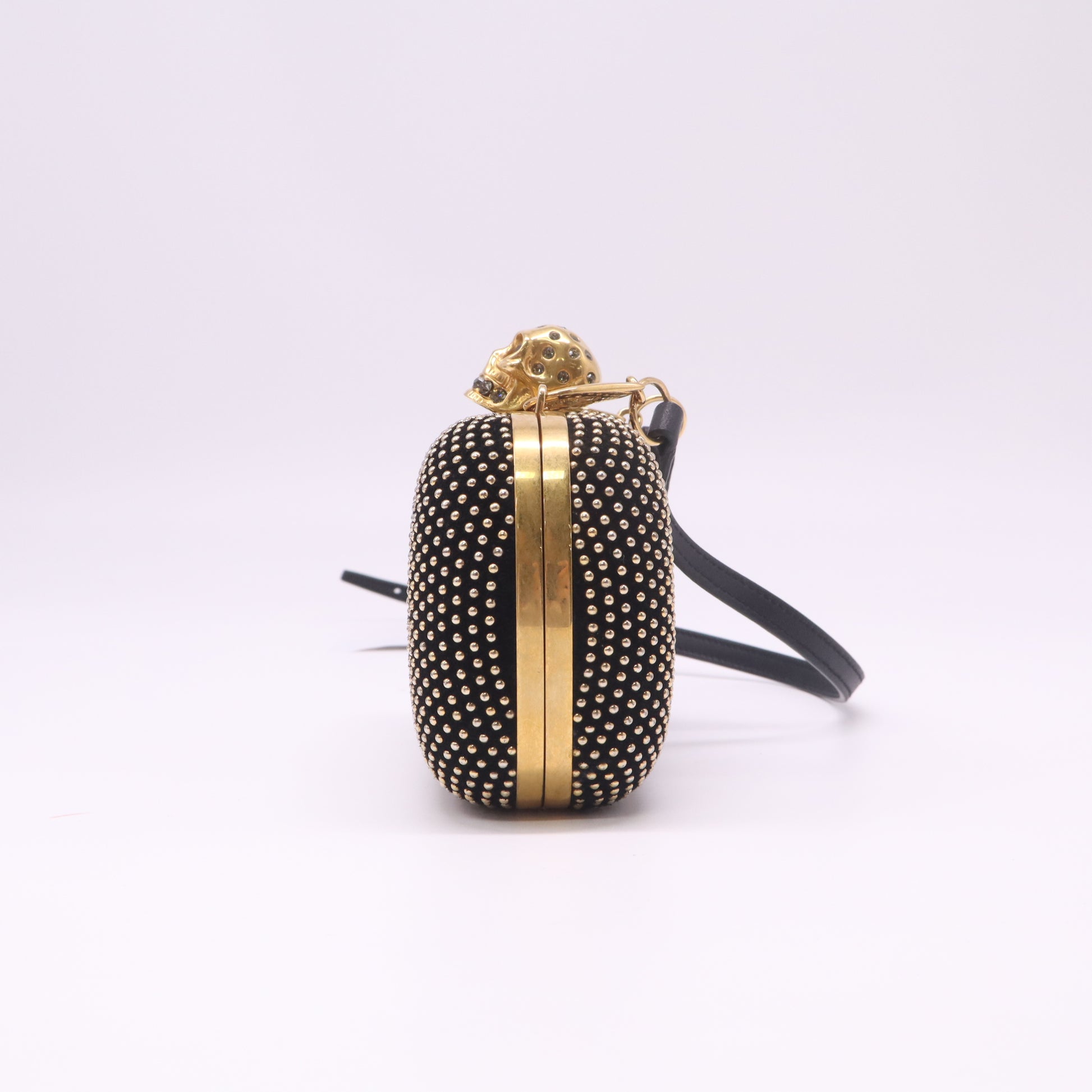 Alexander McQueen Studded Suede Skull Box Clutch W22517
