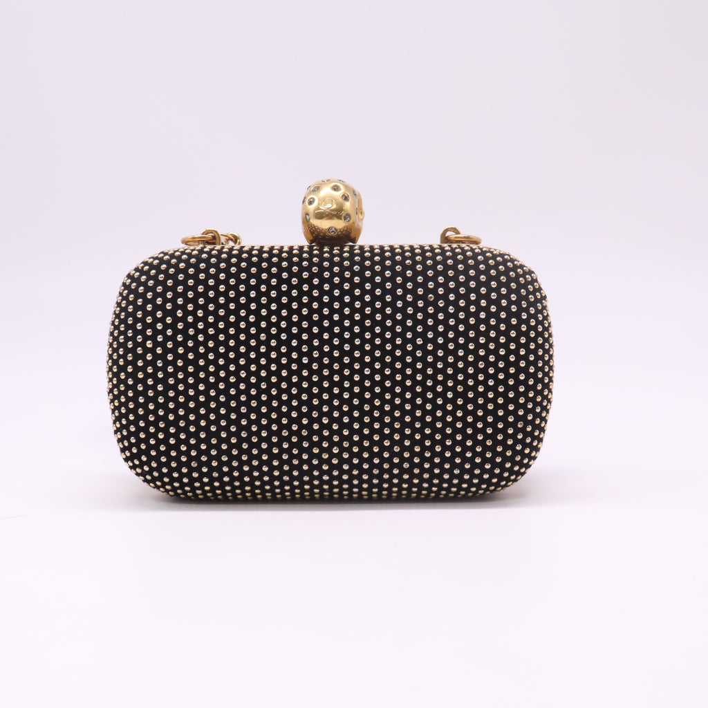 Alexander McQueen Studded Suede Skull Box Clutch W22517
