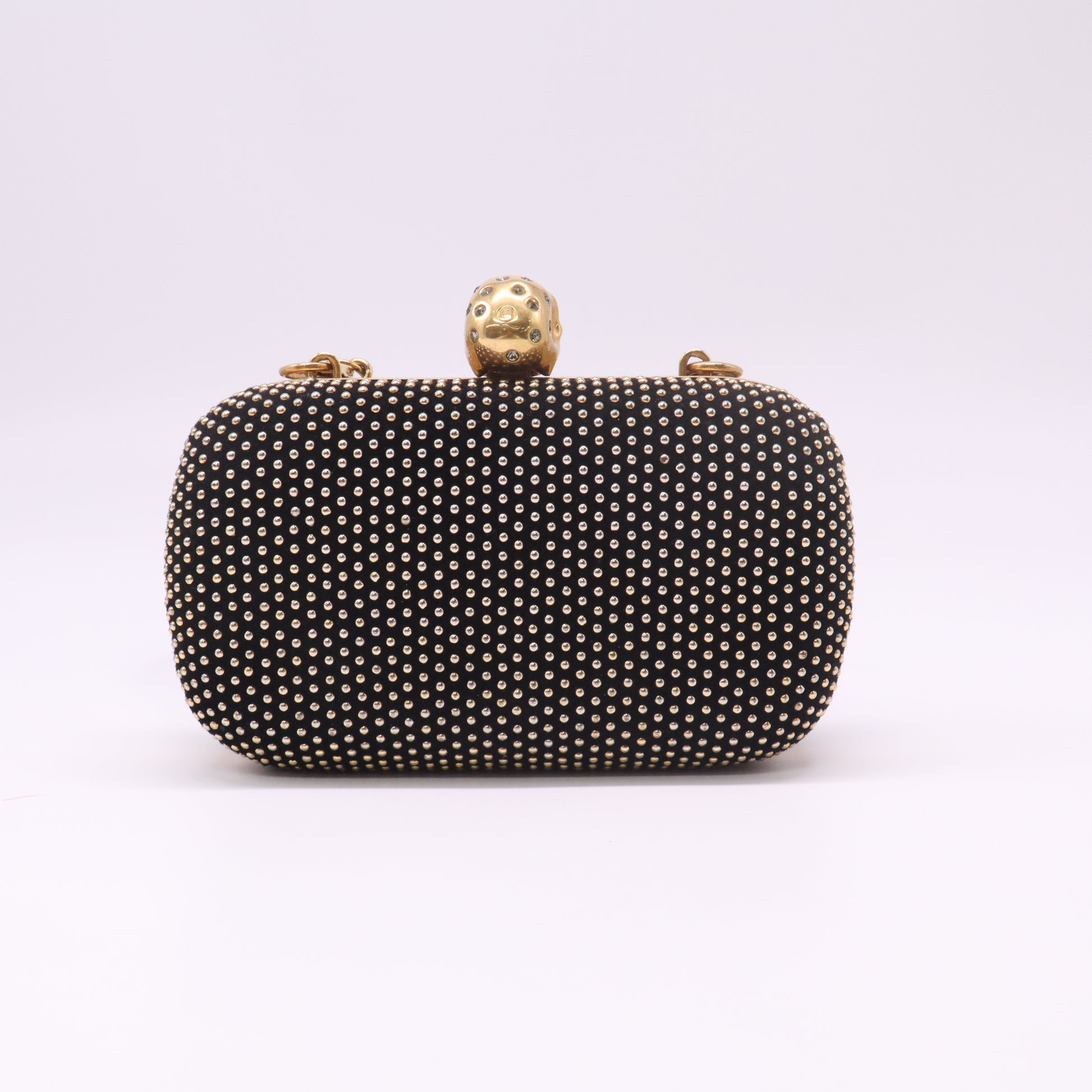 Alexander McQueen Studded Suede Skull Box Clutch W22517