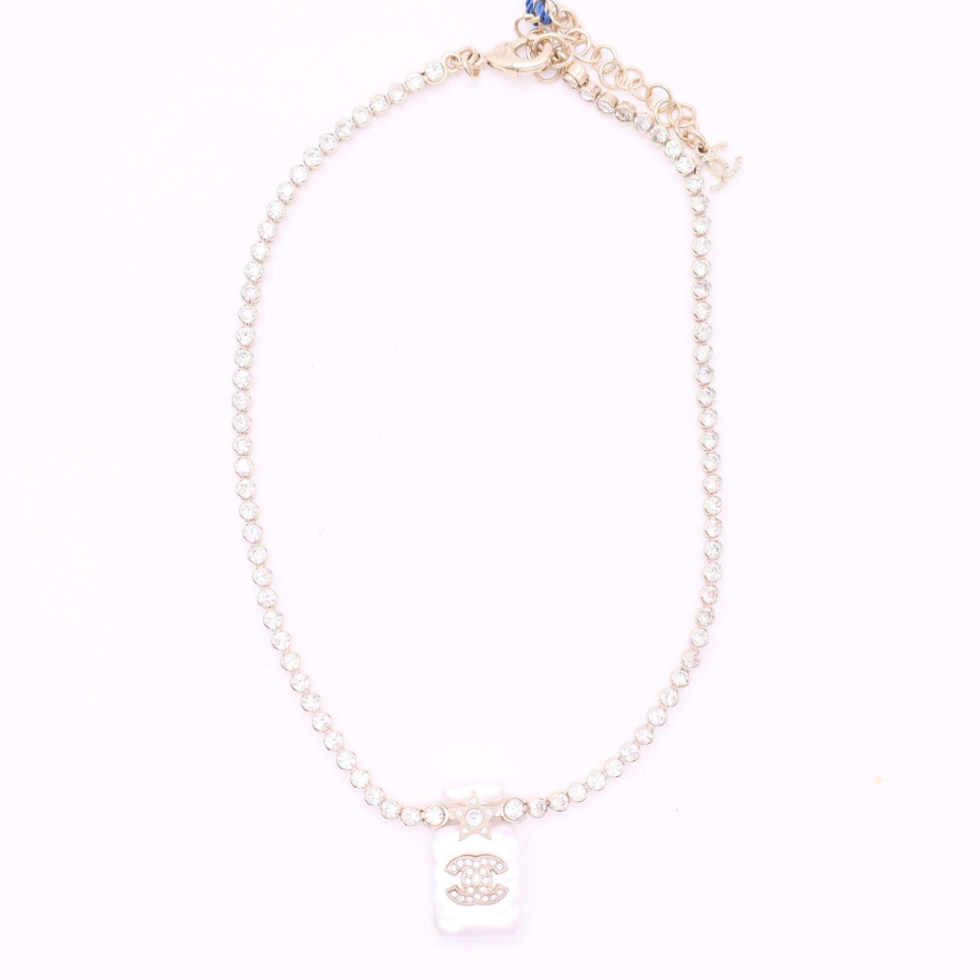 Chanel Cruise 2021 Pearl and Crystal Perfume Bottle Necklace Twins
