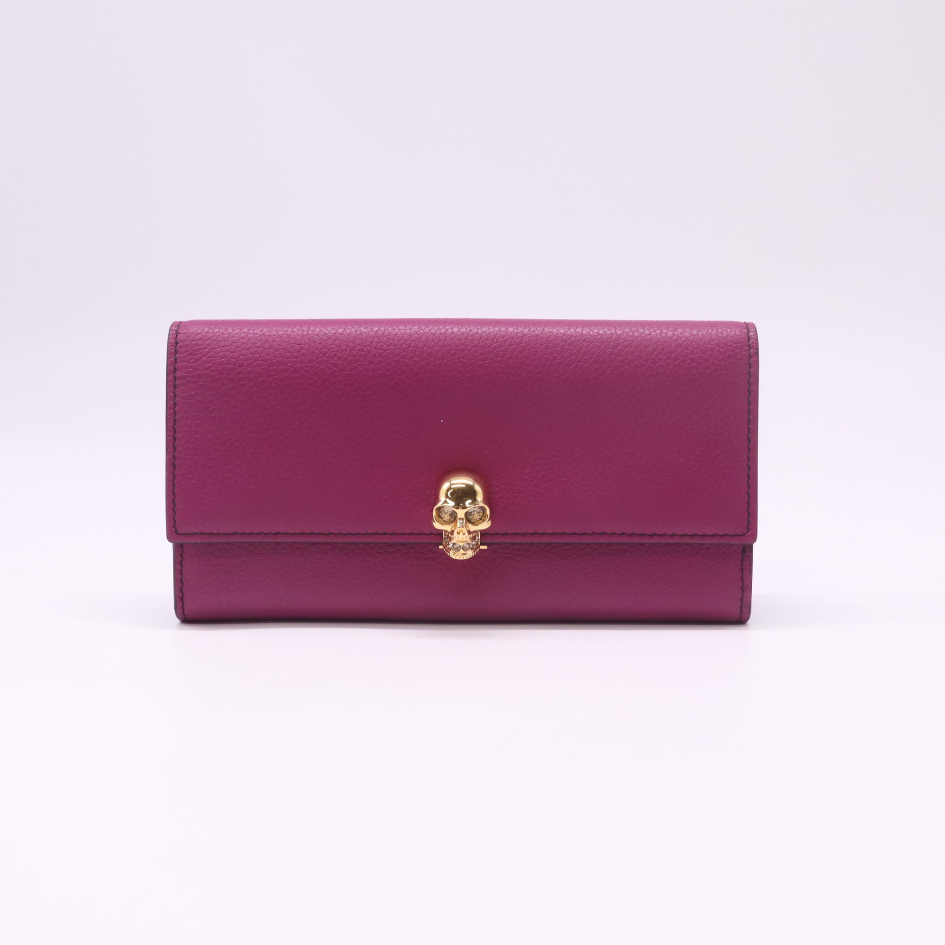 Alexander McQueen Magenta Grained Leather Skull Continental Flap Wallet W22486