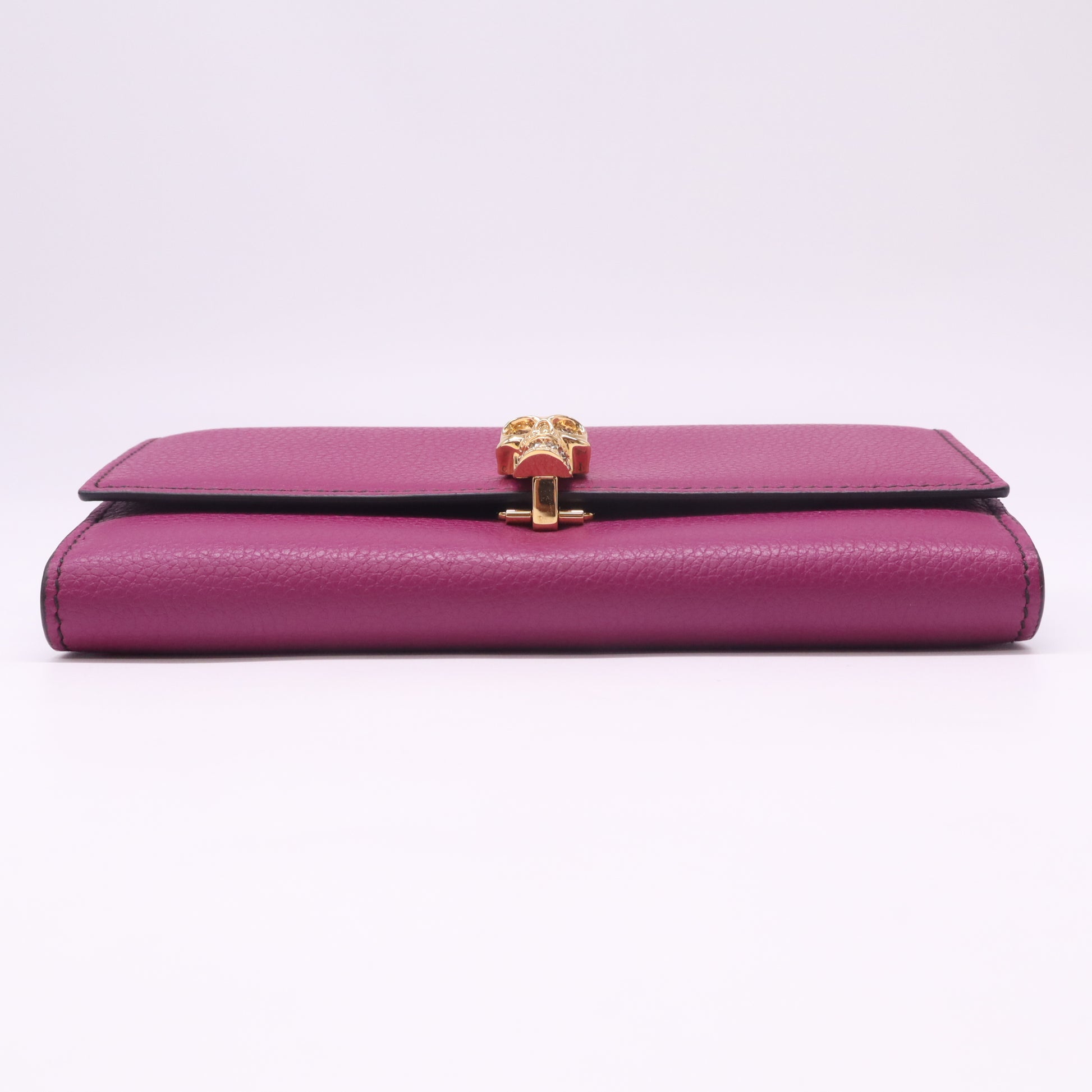 Alexander McQueen Magenta Grained Leather Skull Continental Flap Wallet W22486