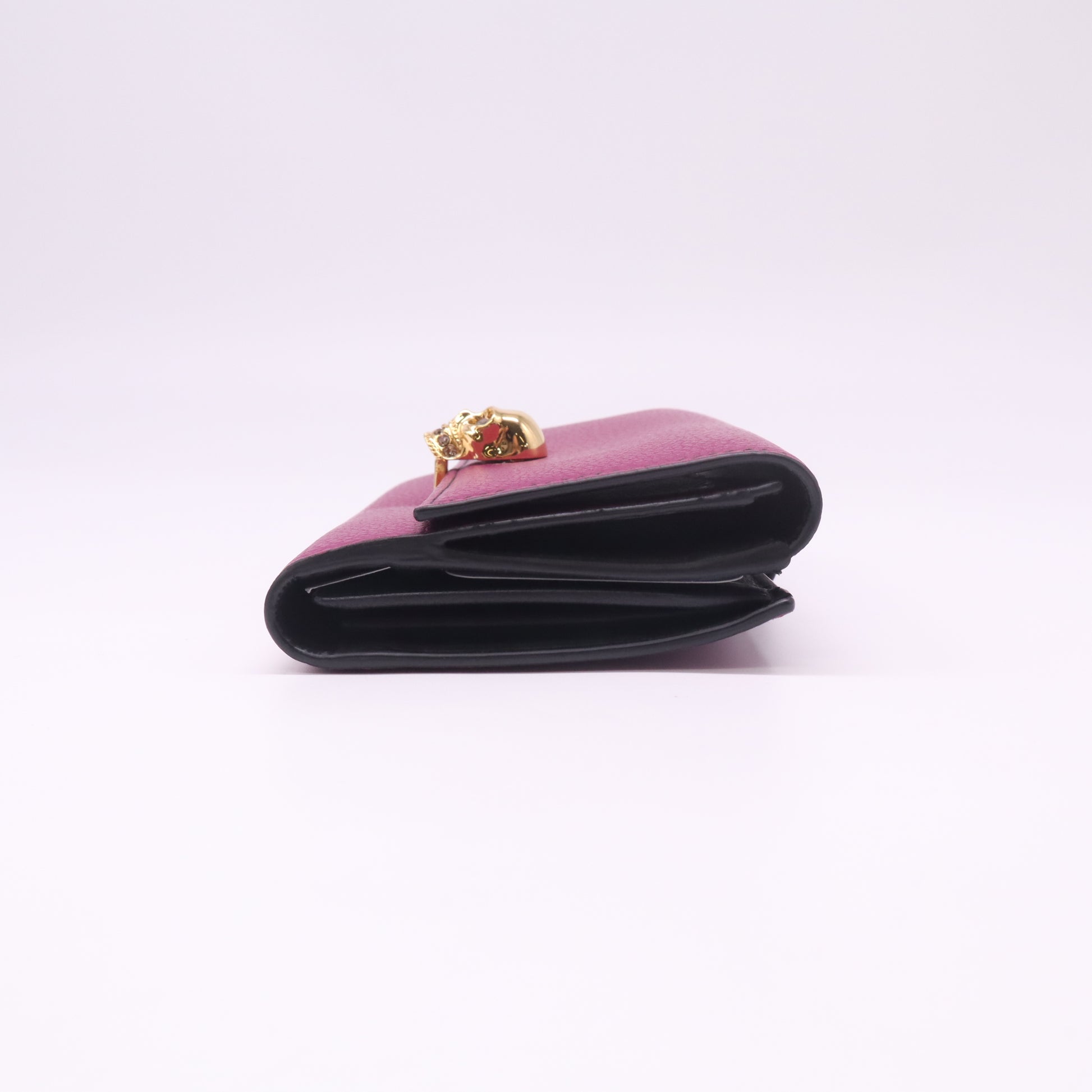 Alexander McQueen Magenta Grained Leather Skull Continental Flap Wallet W22486