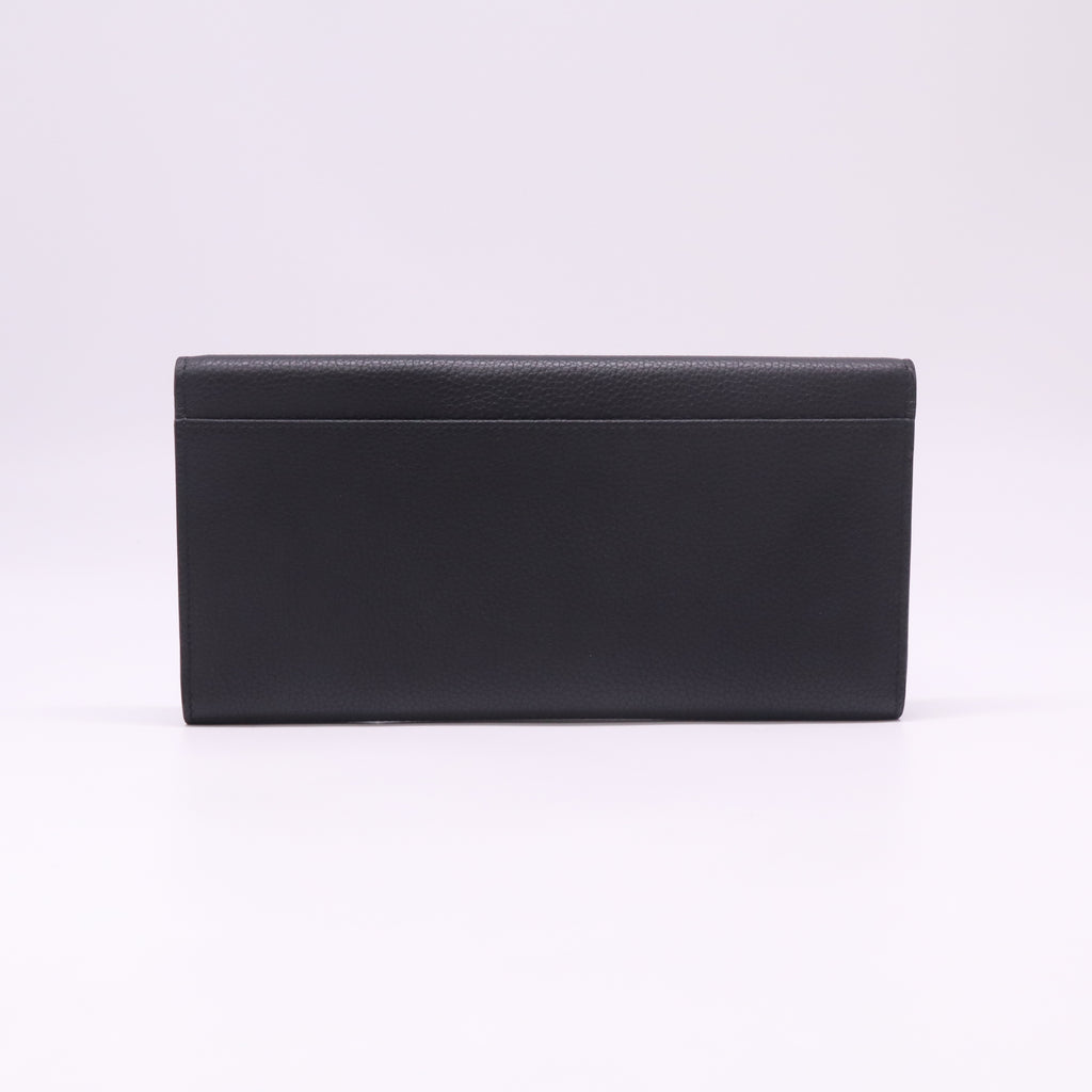Alexander McQueen Black Grained Leather Skull Continental Flap Wallet W22483