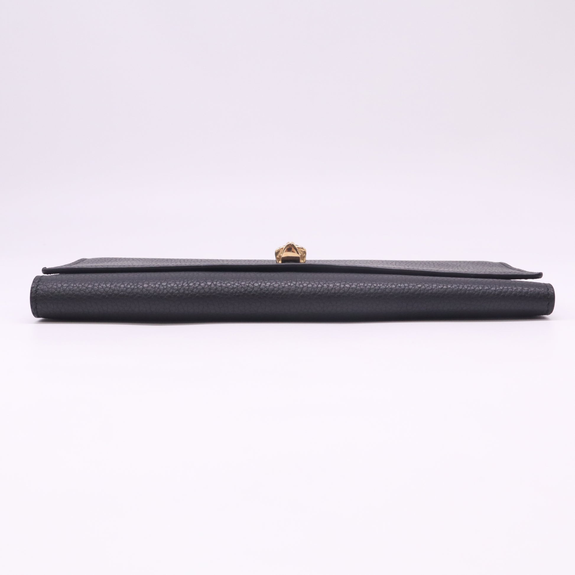 Alexander McQueen Black Grained Leather Skull Continental Flap Wallet W22483
