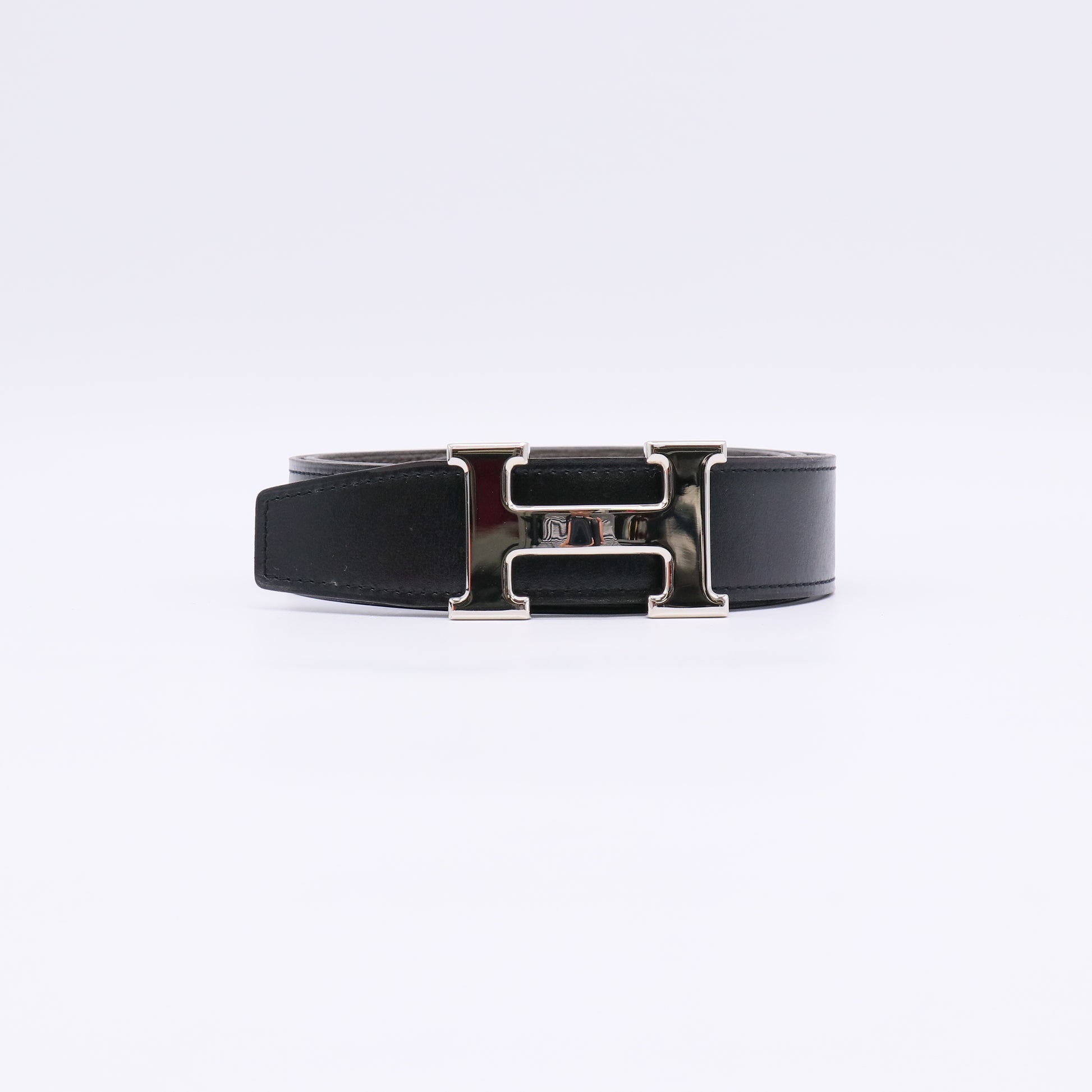 Box Courchevel 32mm H Belt 80 32 Black Gold W22454