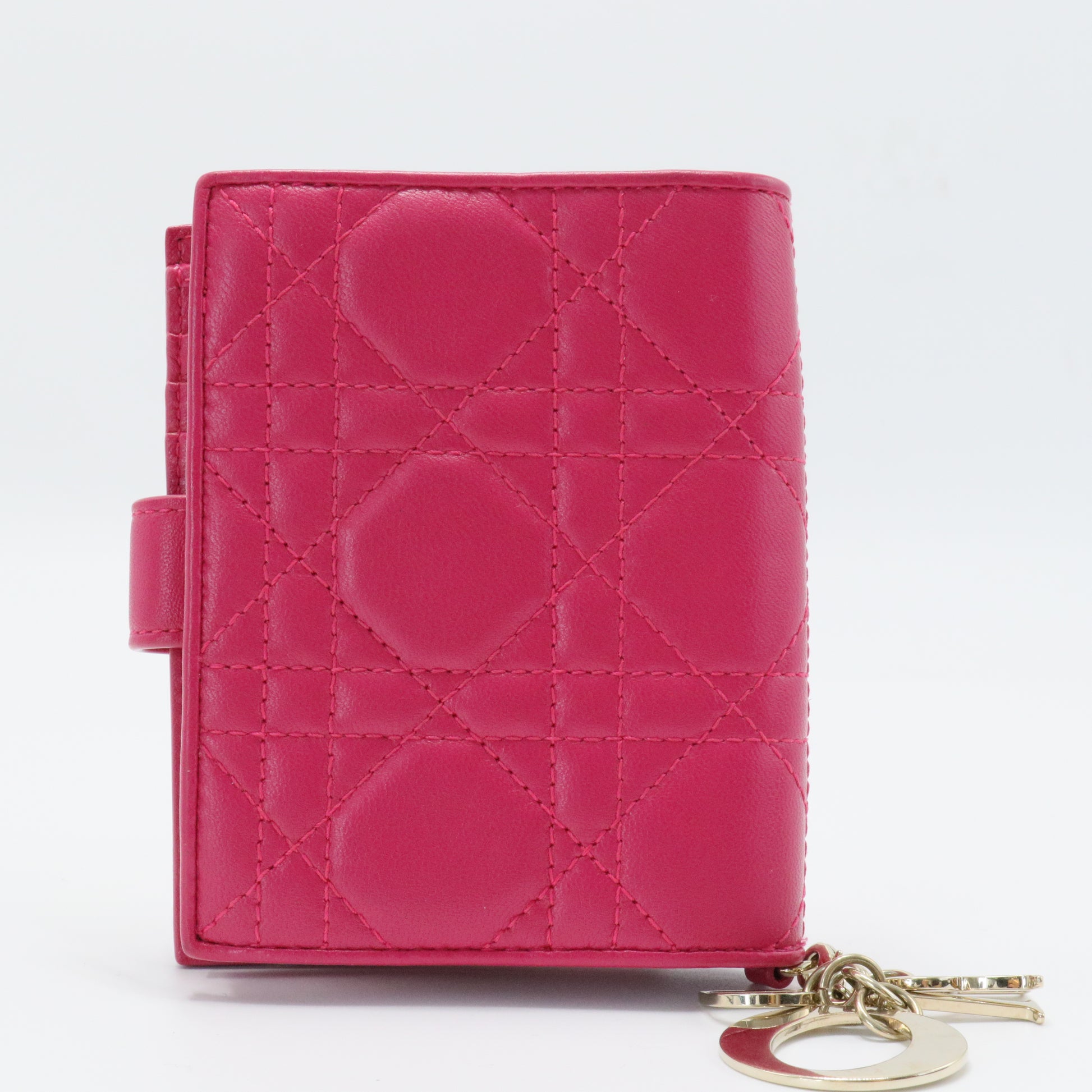 Cannage Lady Dior Wallet Quilted Pattern Bifold Wallet Cannage Pattern Compact Wallet