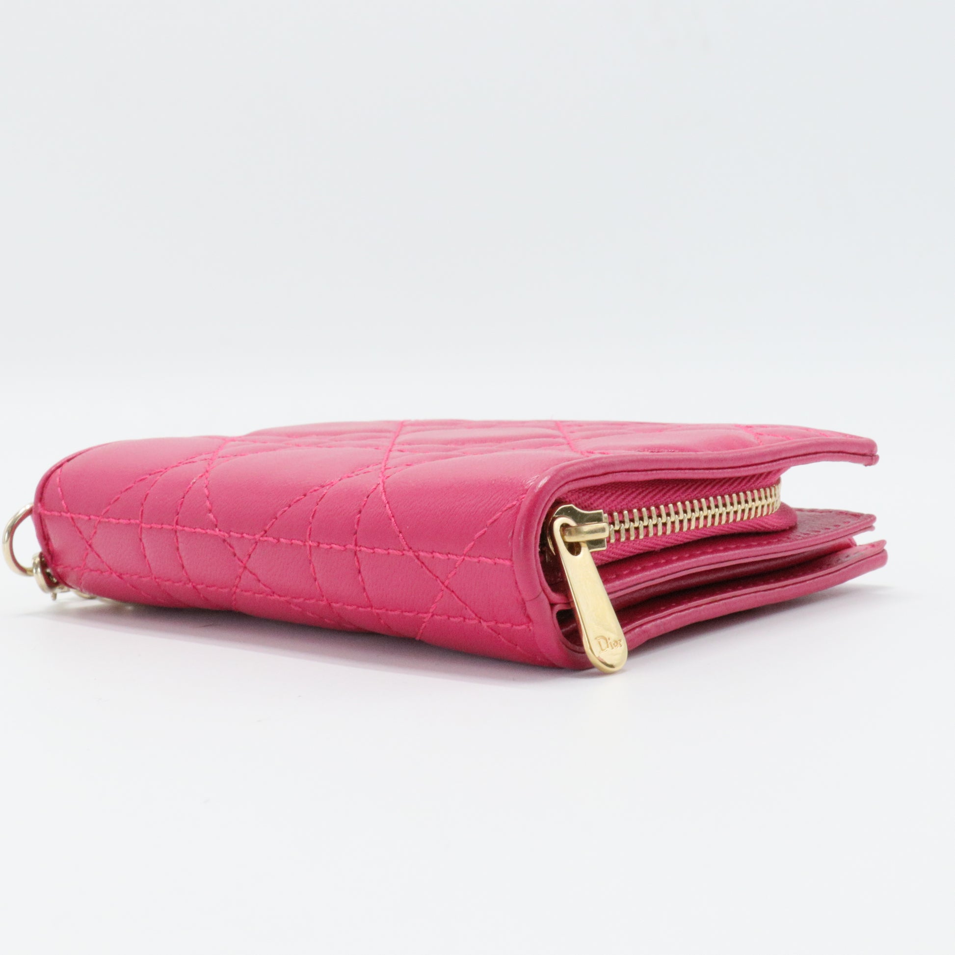 Cannage Lady Dior Wallet Quilted Pattern Bifold Wallet Cannage Pattern Compact Wallet