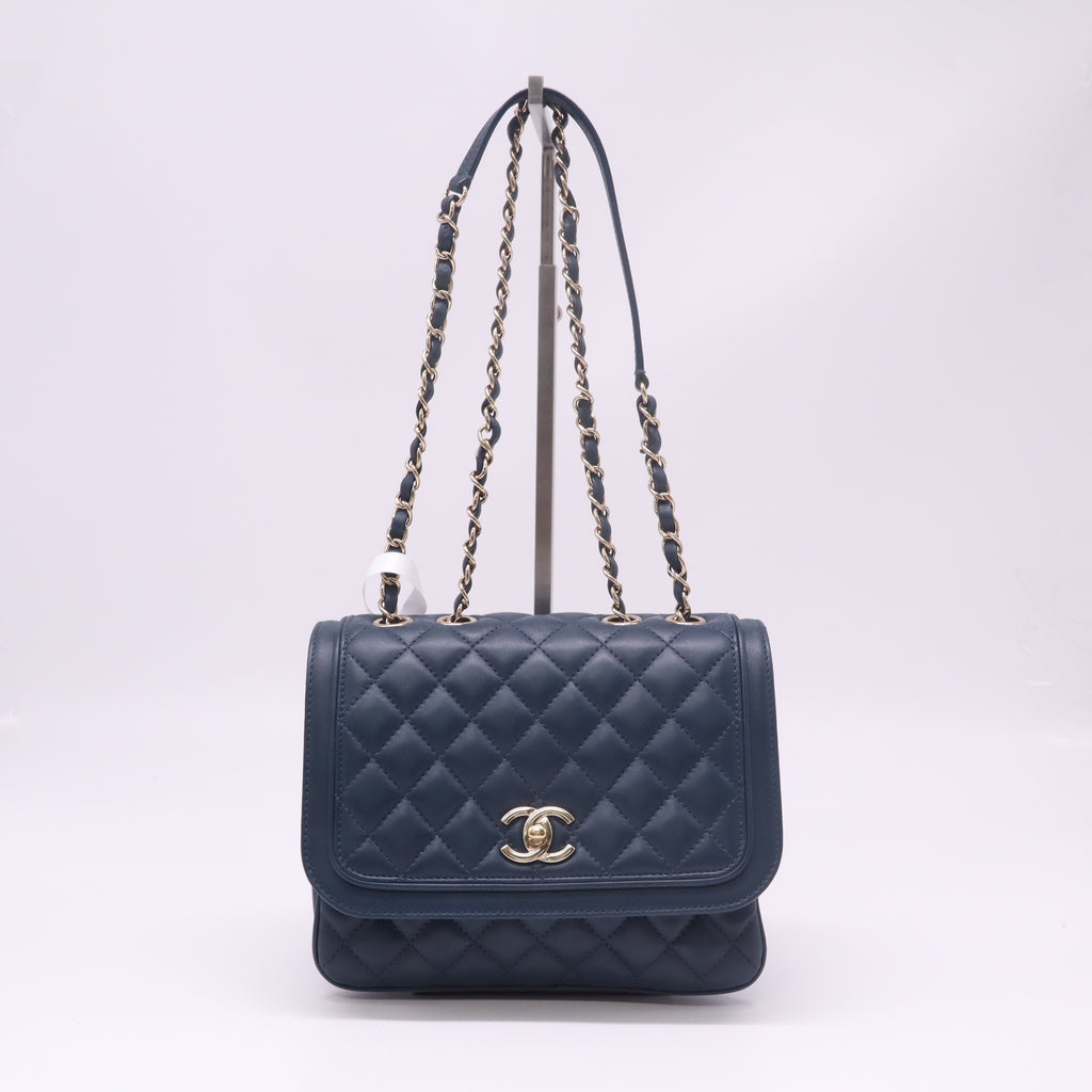 Dark Blue Lambskin Quilted Crossbody Flap Bag B23236