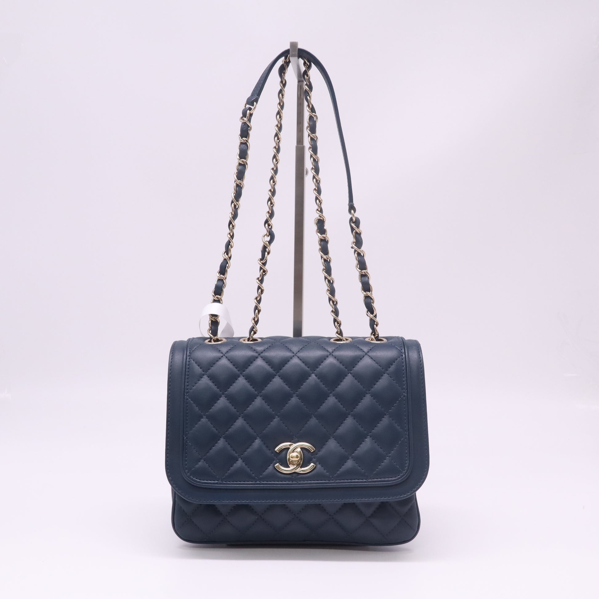 Dark Blue Lambskin Quilted Crossbody Flap Bag B23236