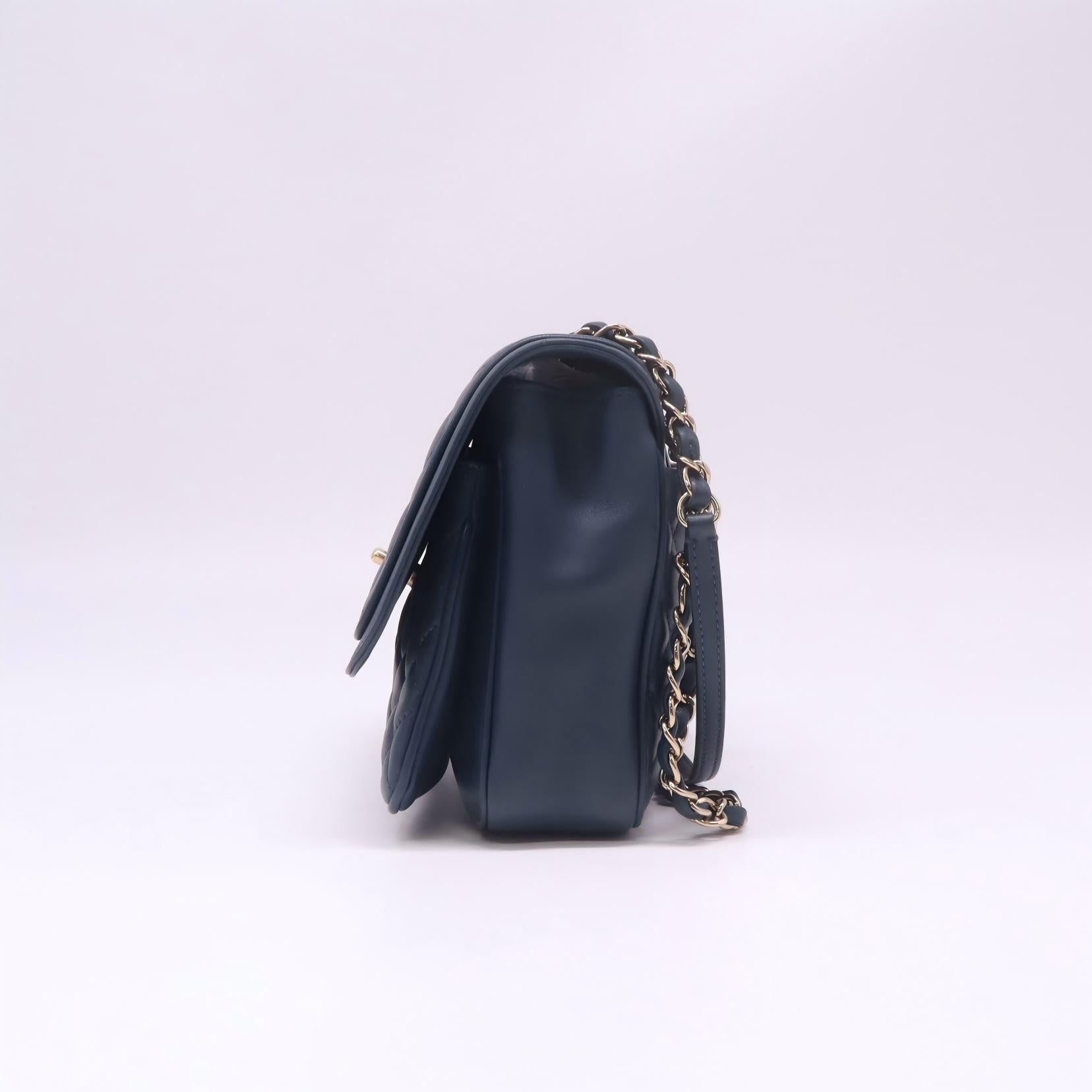 Dark Blue Lambskin Quilted Crossbody Flap Bag B23236