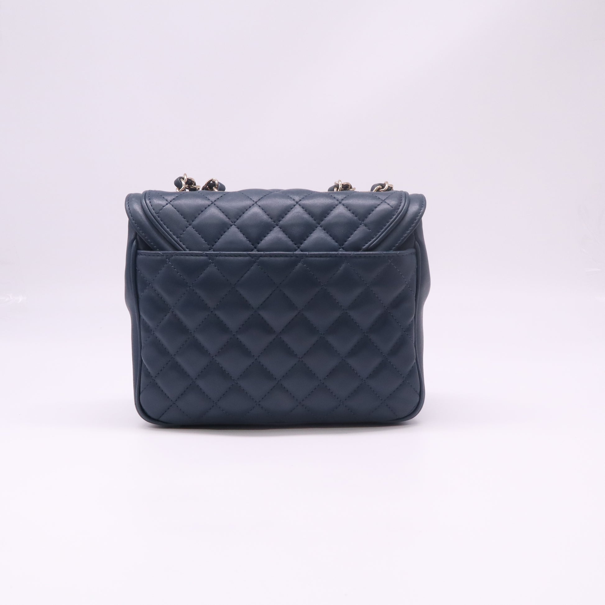Dark Blue Lambskin Quilted Crossbody Flap Bag B23236