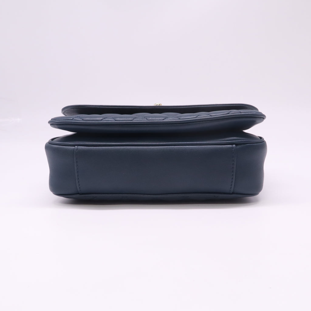 Dark Blue Lambskin Quilted Crossbody Flap Bag B23236