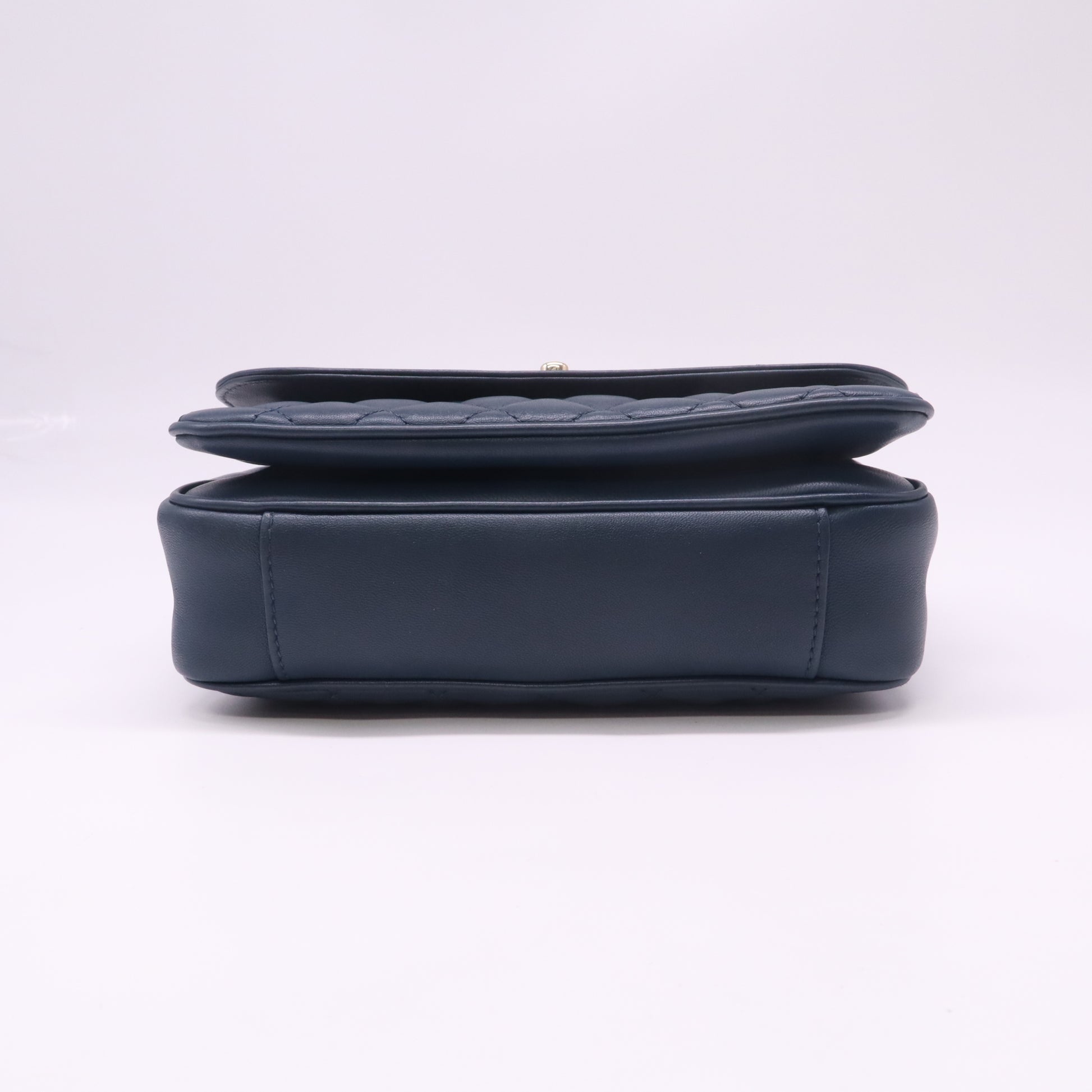 Dark Blue Lambskin Quilted Crossbody Flap Bag B23236