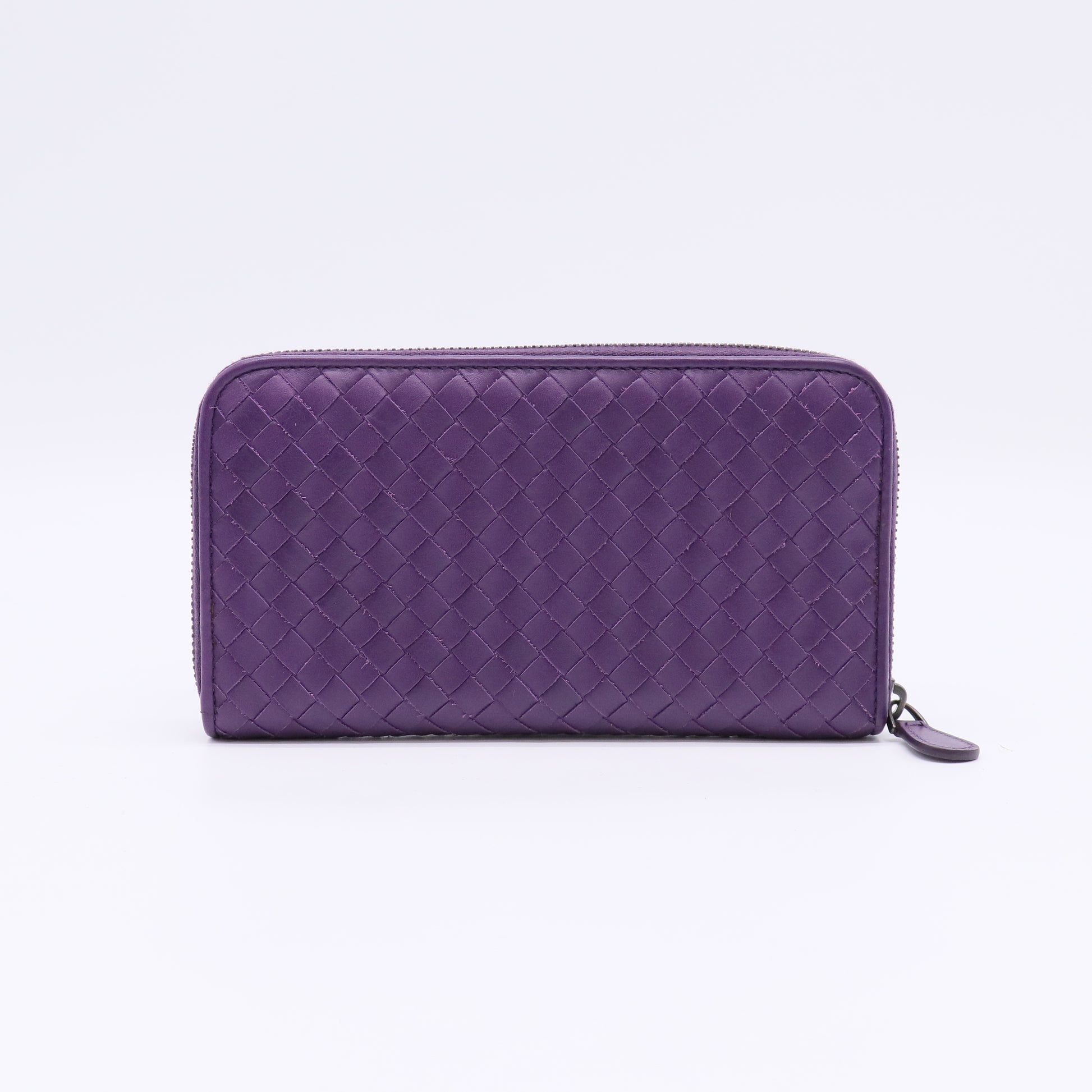 Nappa Intrecciato Zip Around Wallet Purple W22493