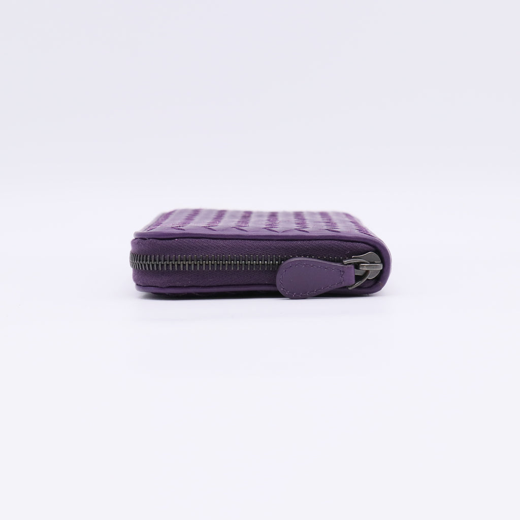Nappa Intrecciato Zip Around Wallet Purple W22493