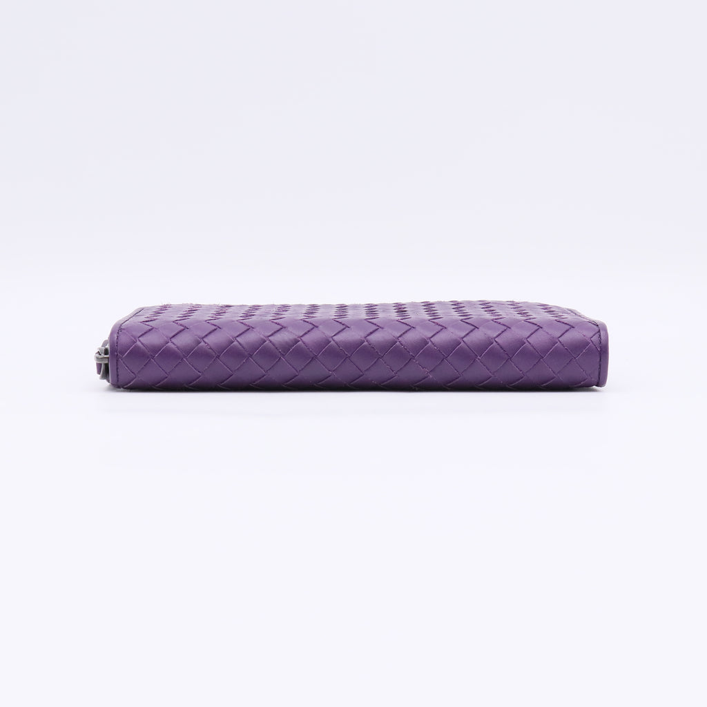 Nappa Intrecciato Zip Around Wallet Purple W22493
