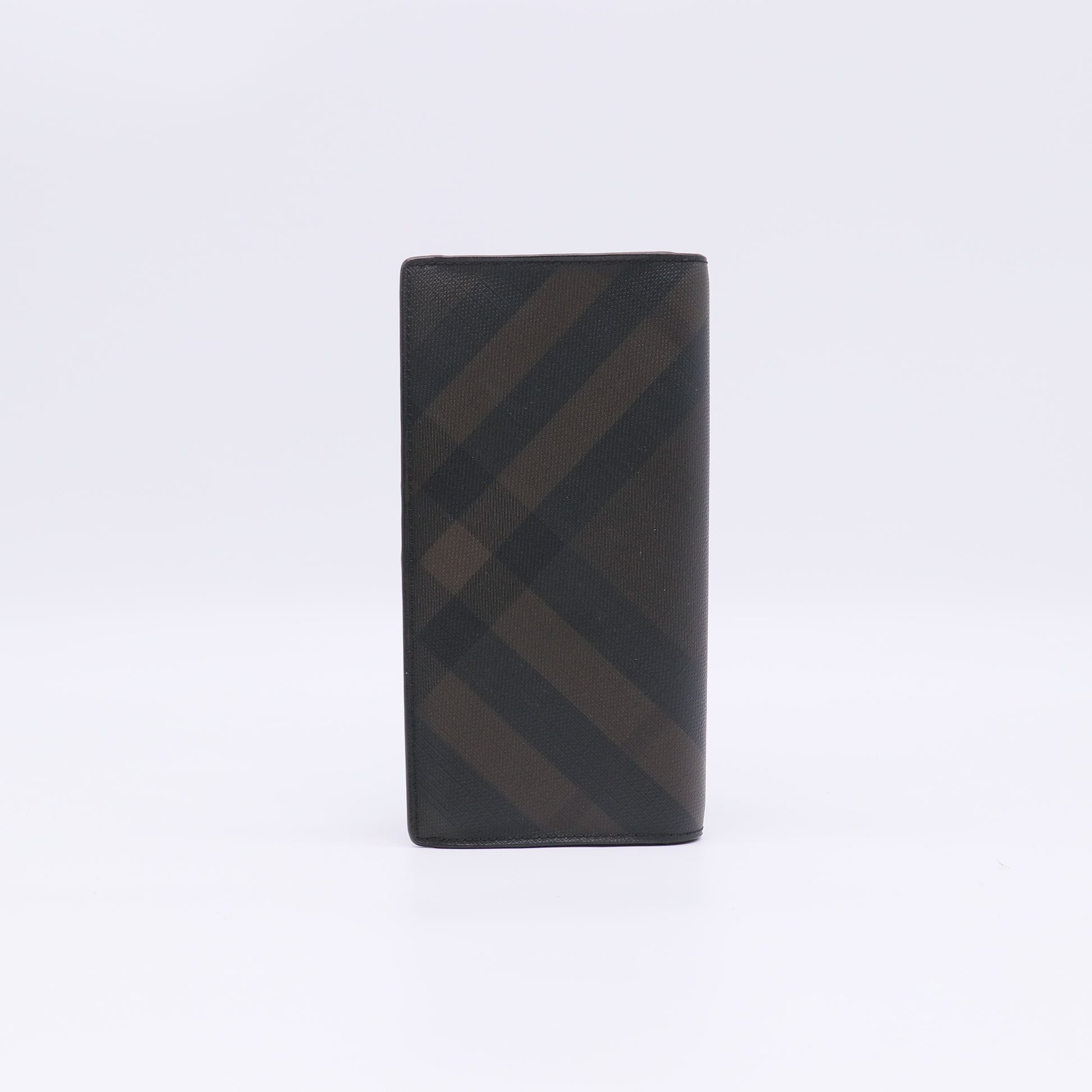 Long leather wallet in black oblique check pattern W22490