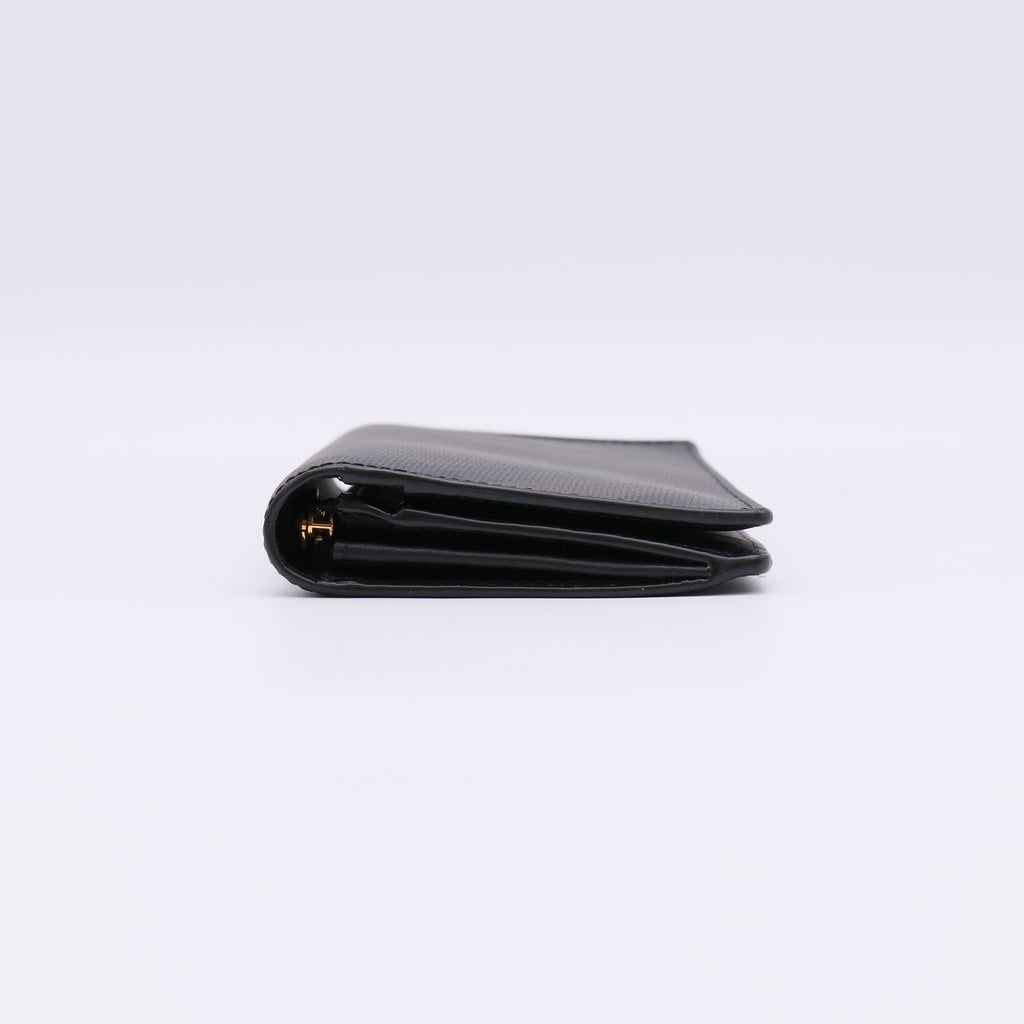 Long leather wallet in black oblique check pattern W22490