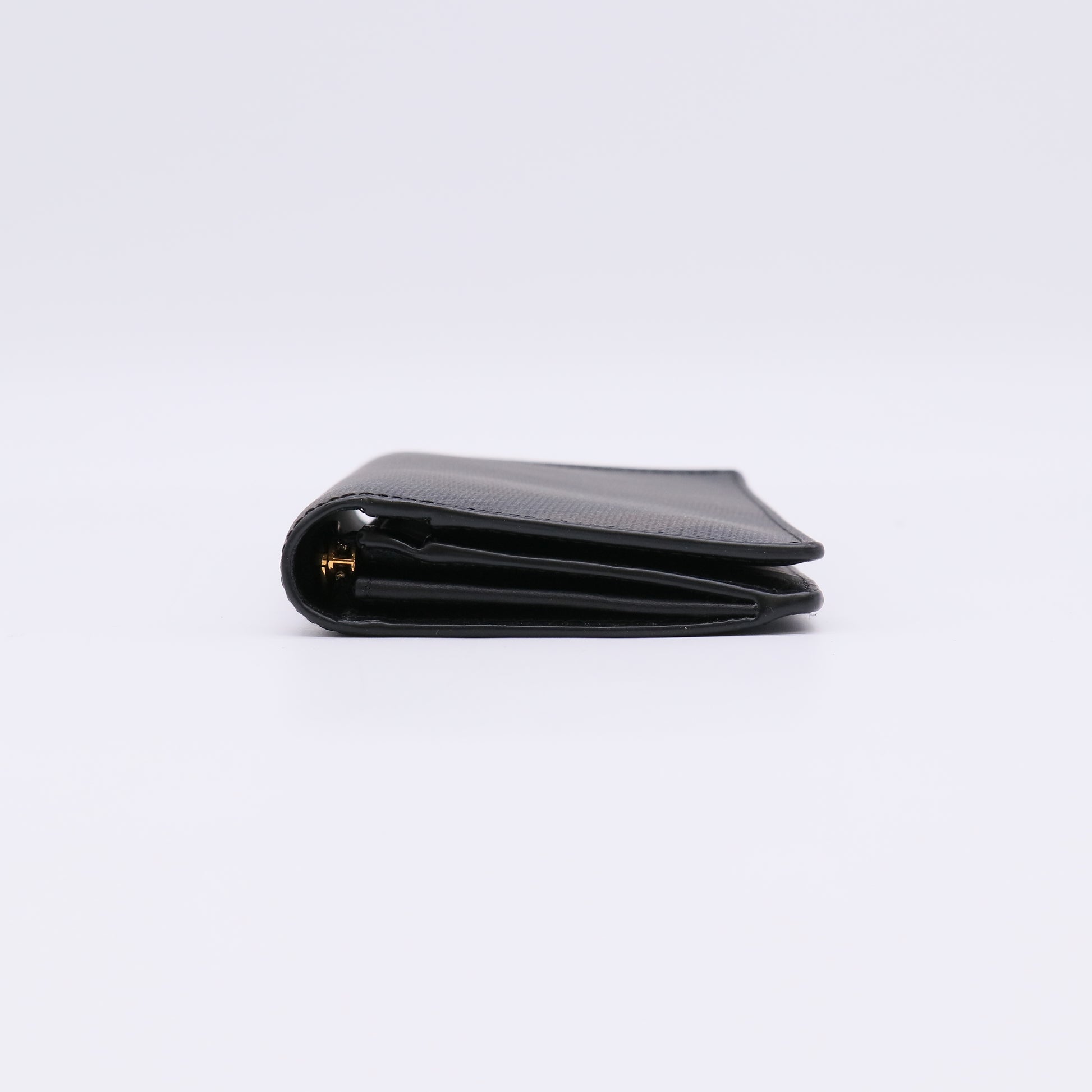 Long leather wallet in black oblique check pattern W22490