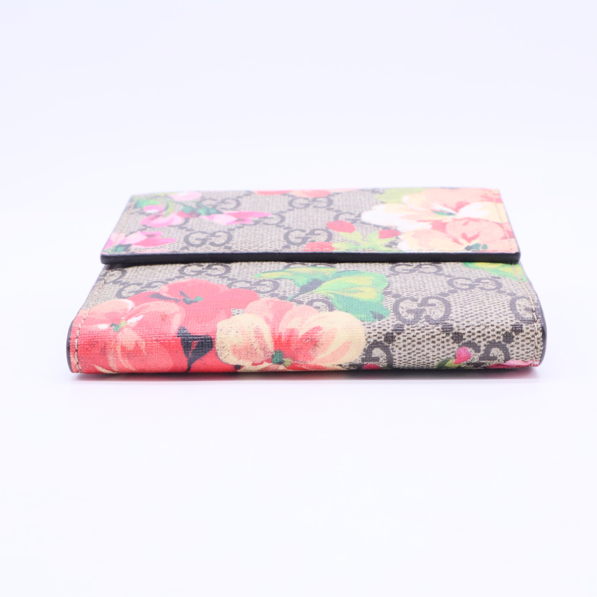 GG Supreme Monogram Blooms French Flap Wallet Beige Multicolor Dry Rose W20263