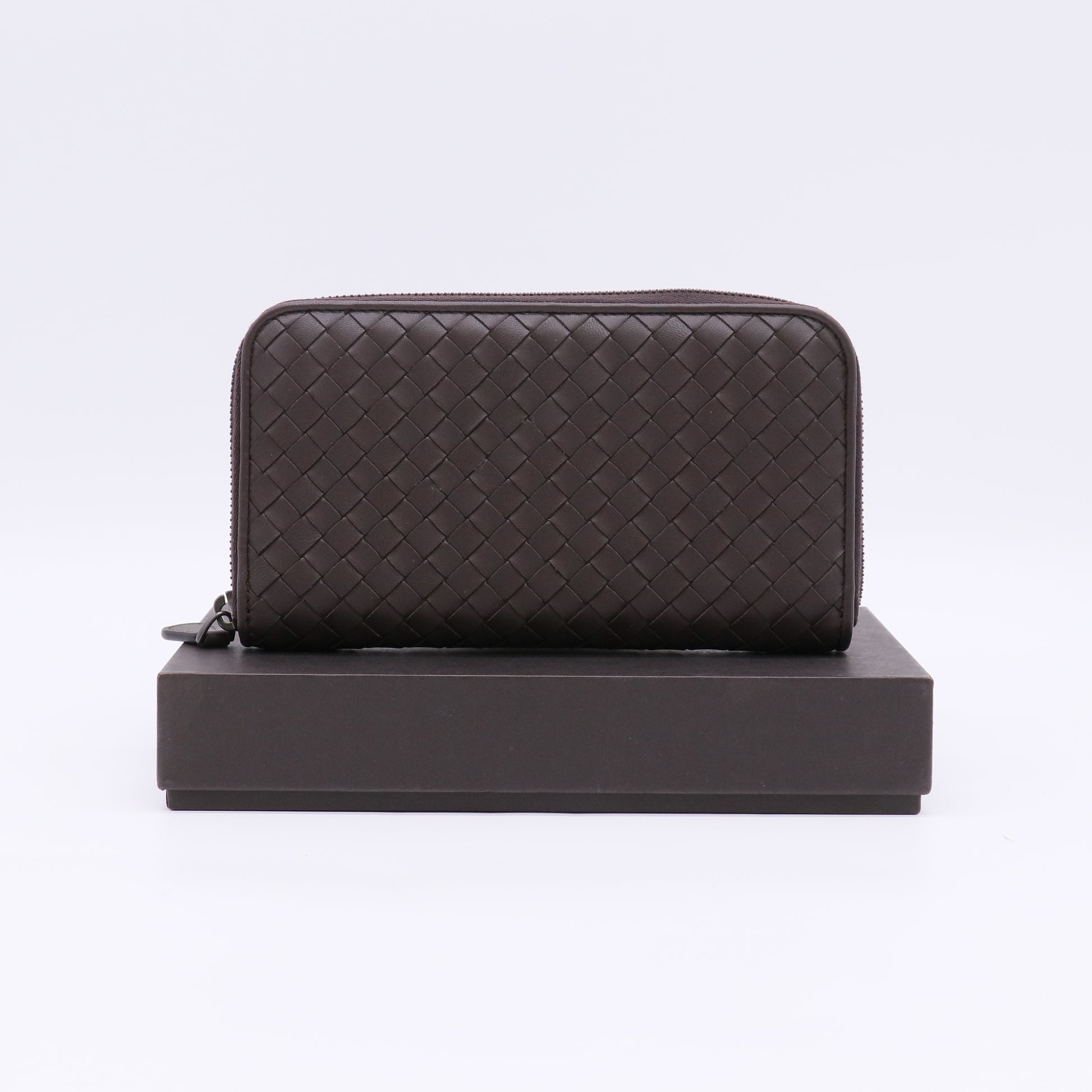 Nappa Intrecciato Zip Around Wallet Brown W22491