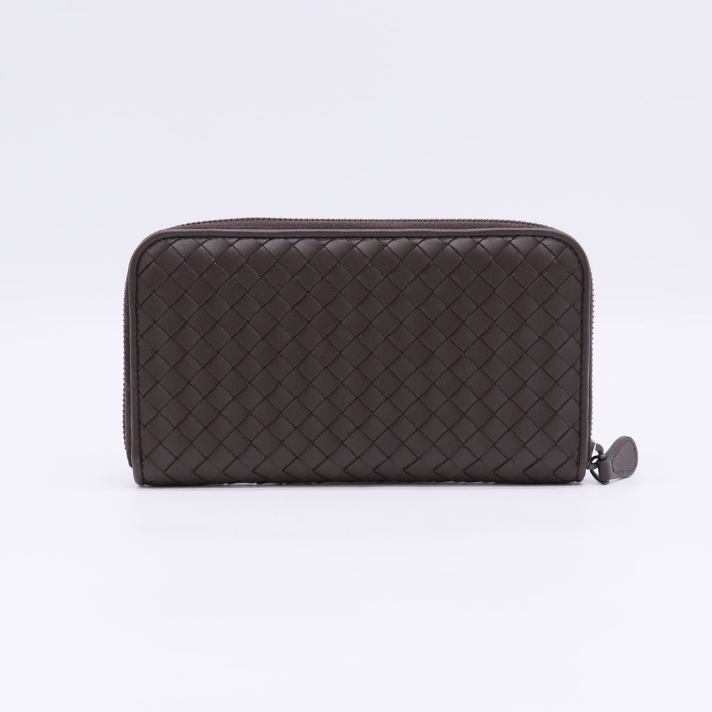 Nappa Intrecciato Zip Around Wallet Brown W22491