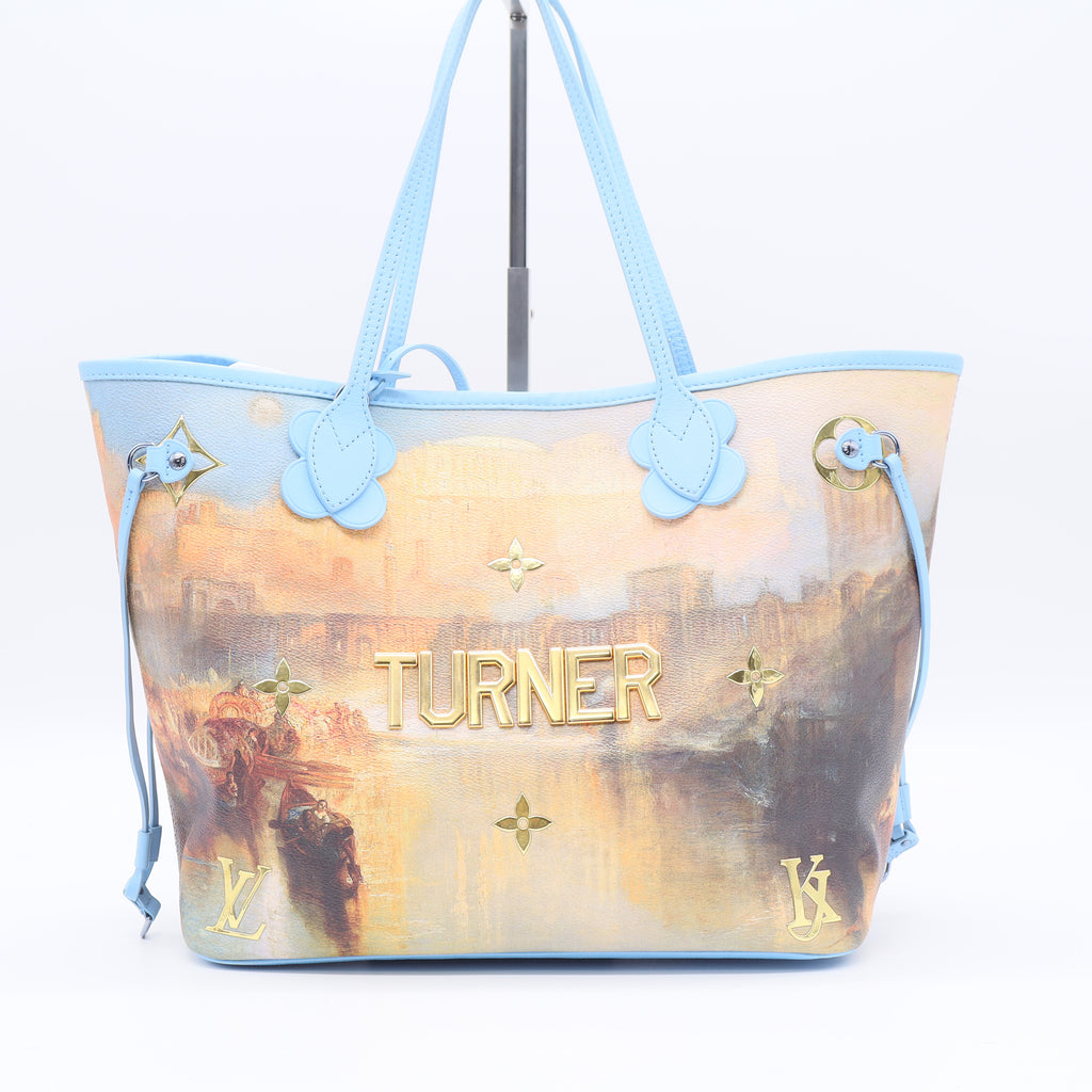 Louis Vuitton Neverfull NM Tote Limited Edition Jeff Koons Turner Print Canvas MM Twins LDJ3494