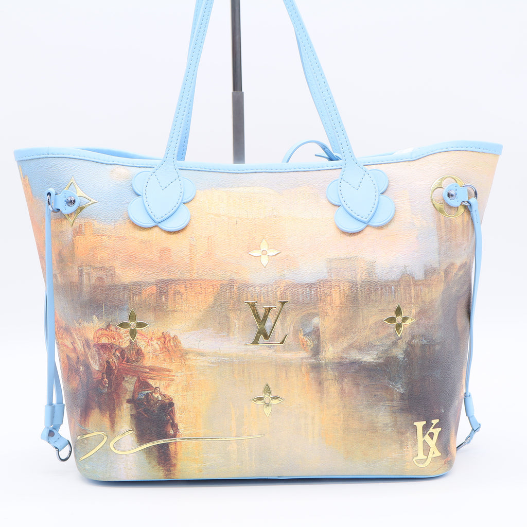 Louis Vuitton Neverfull NM Tote Limited Edition Jeff Koons Turner Print Canvas MM Twins LDJ3494
