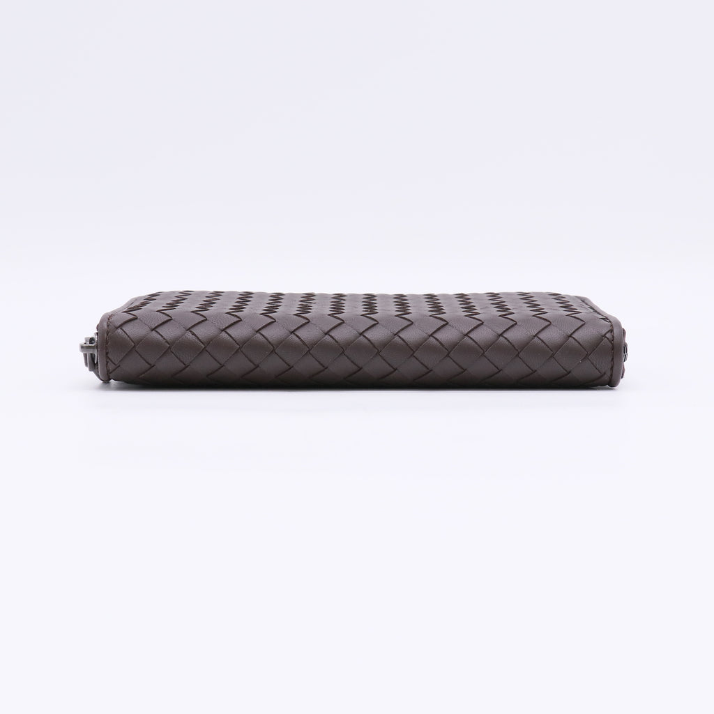 Nappa Intrecciato Zip Around Wallet Brown W22491